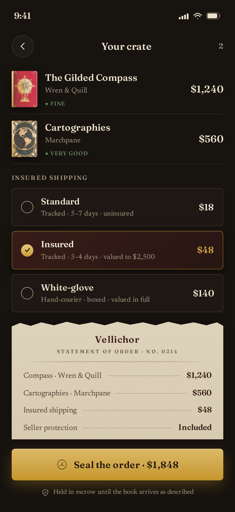 Checkout screen