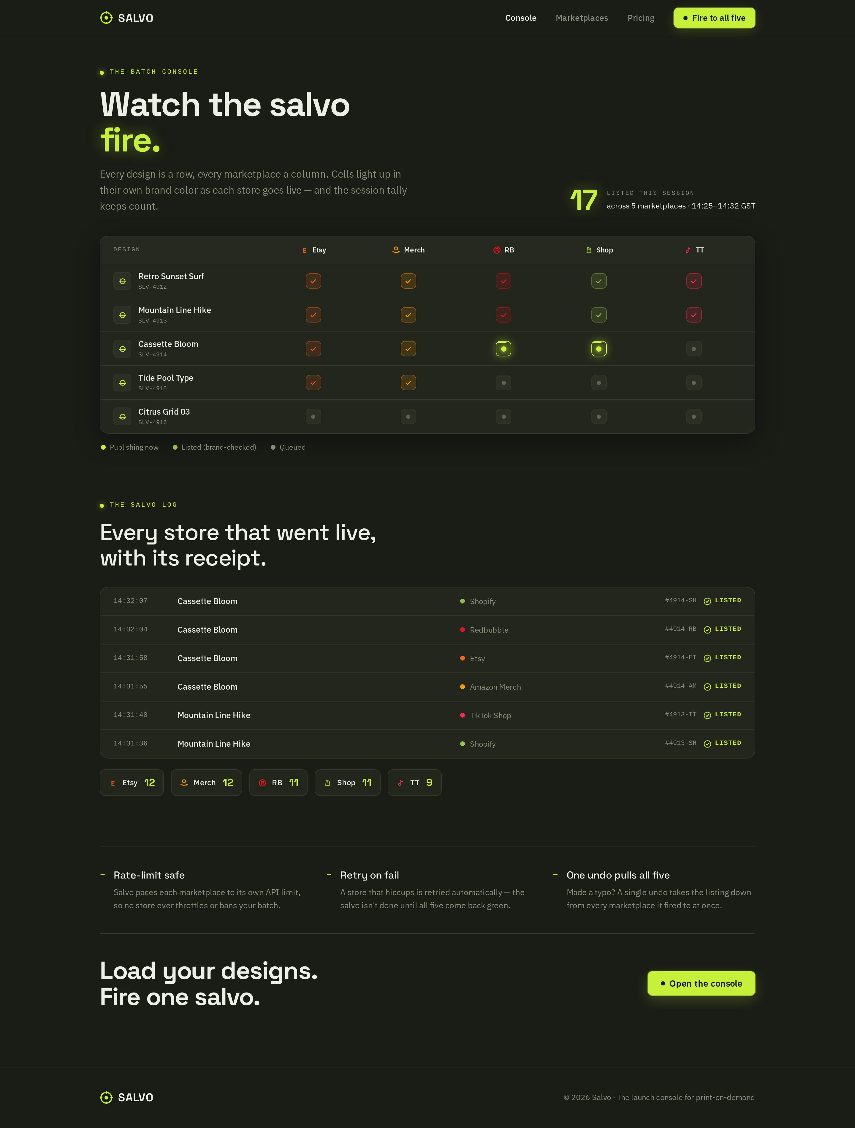 Batch screen