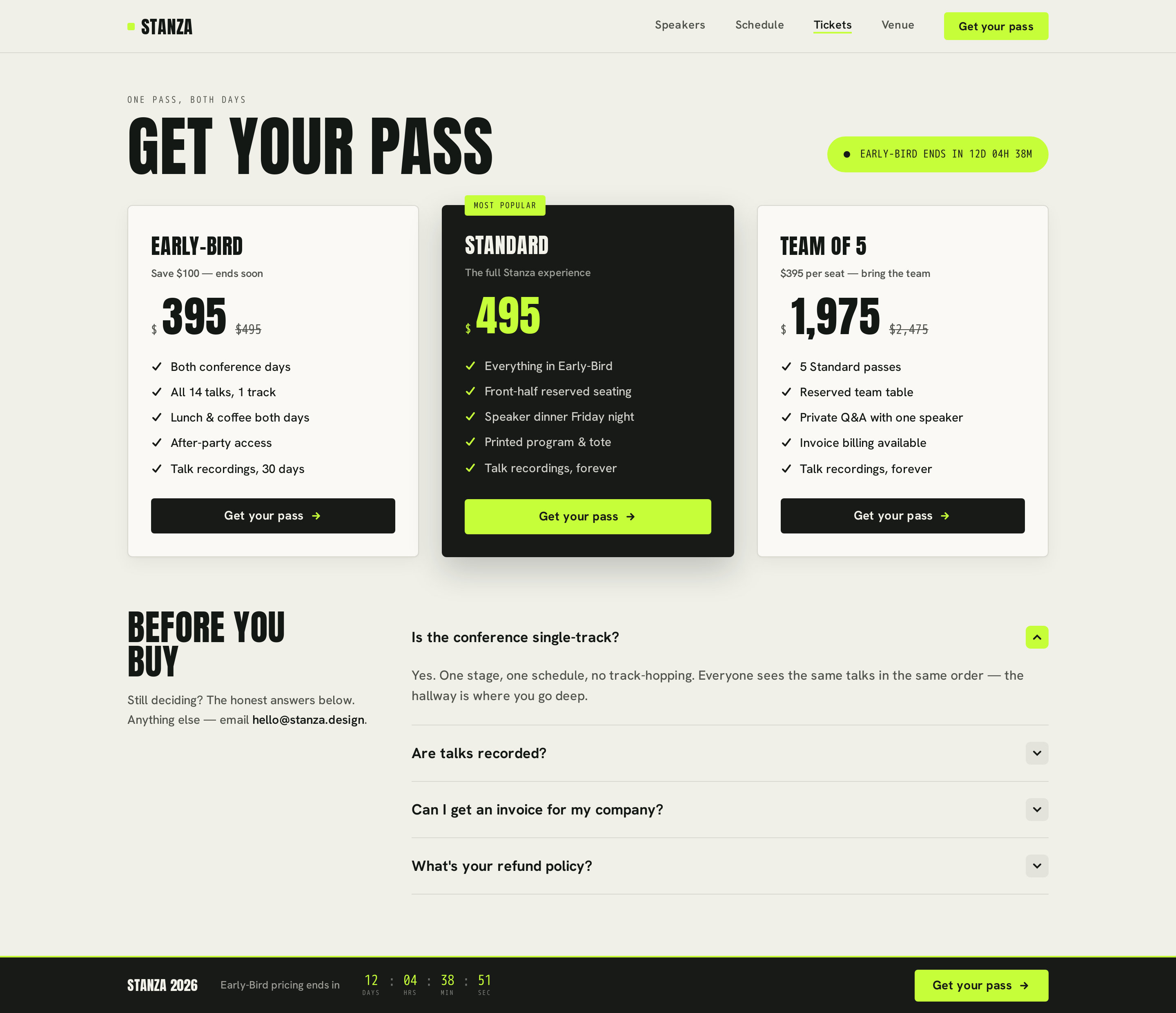 Tickets screen
