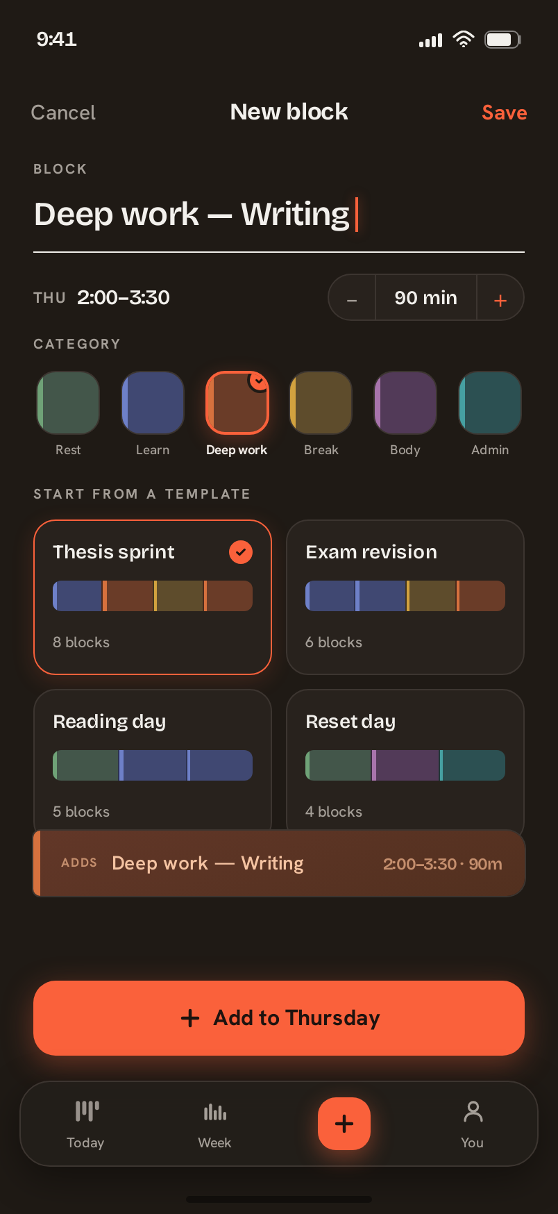 Add screen