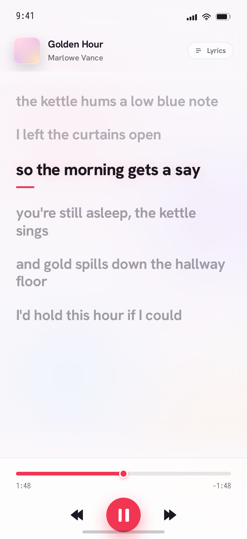 Lyrics screen