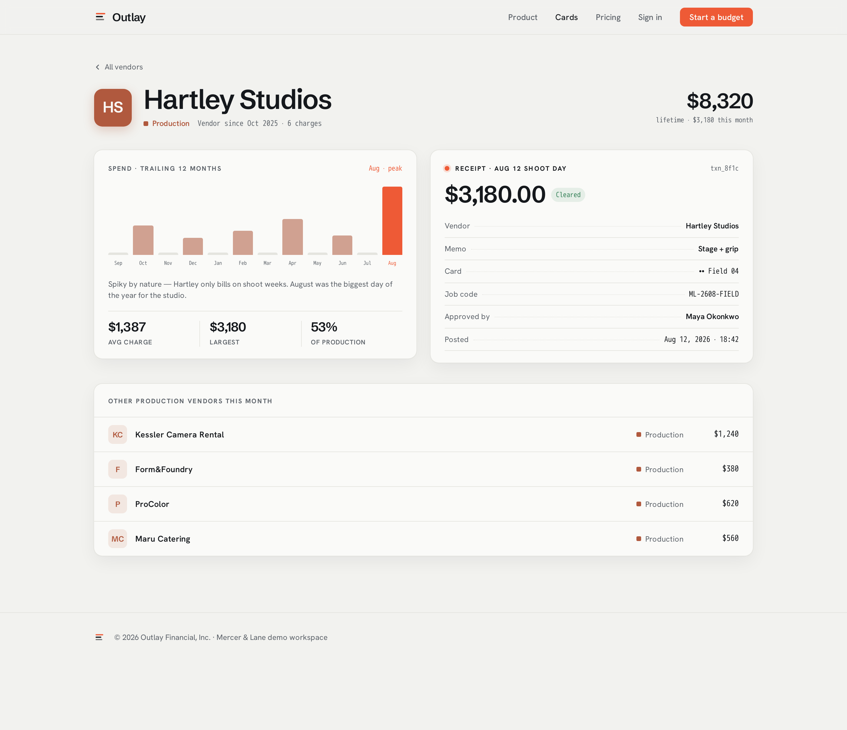 Vendor screen