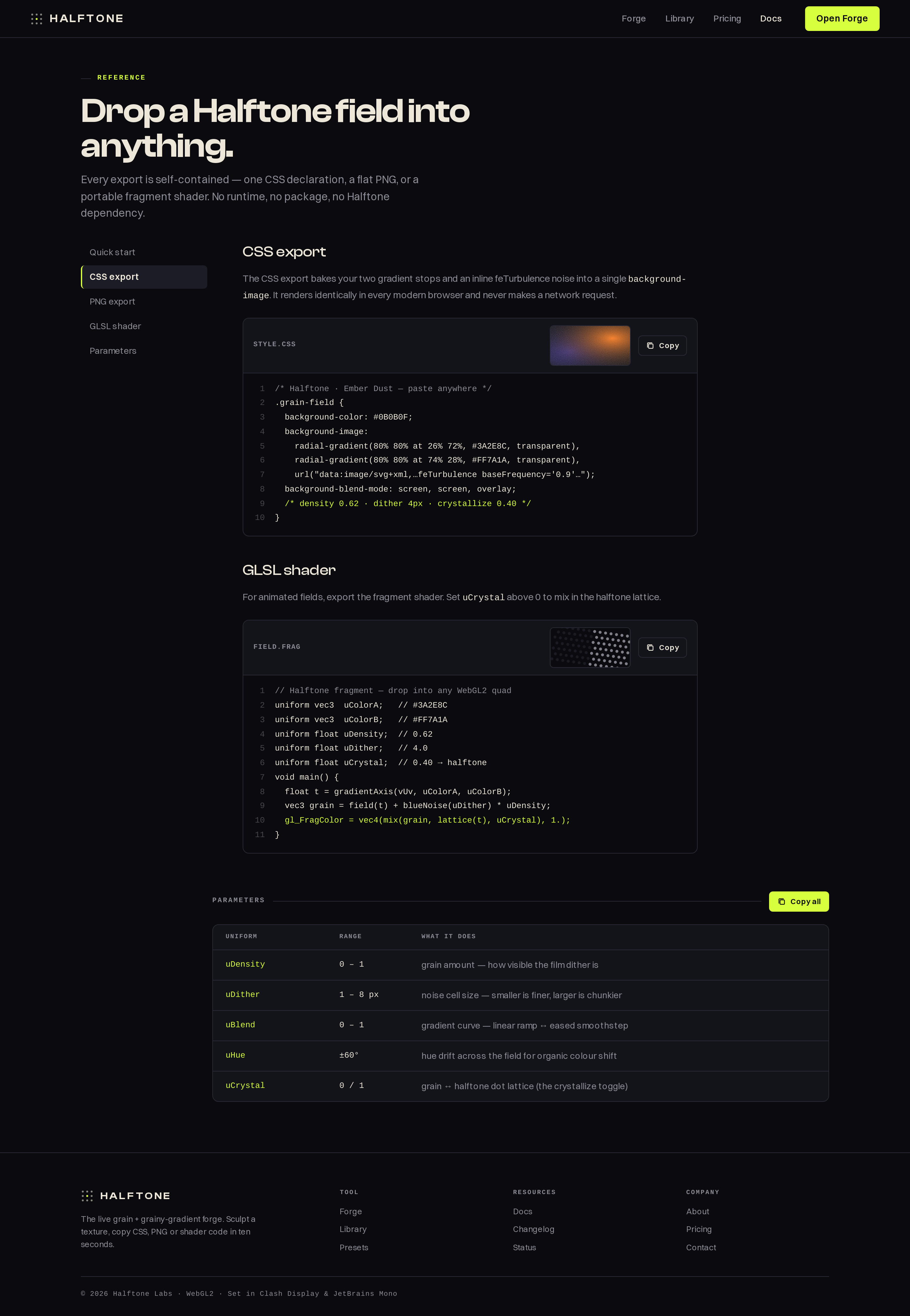 Docs screen