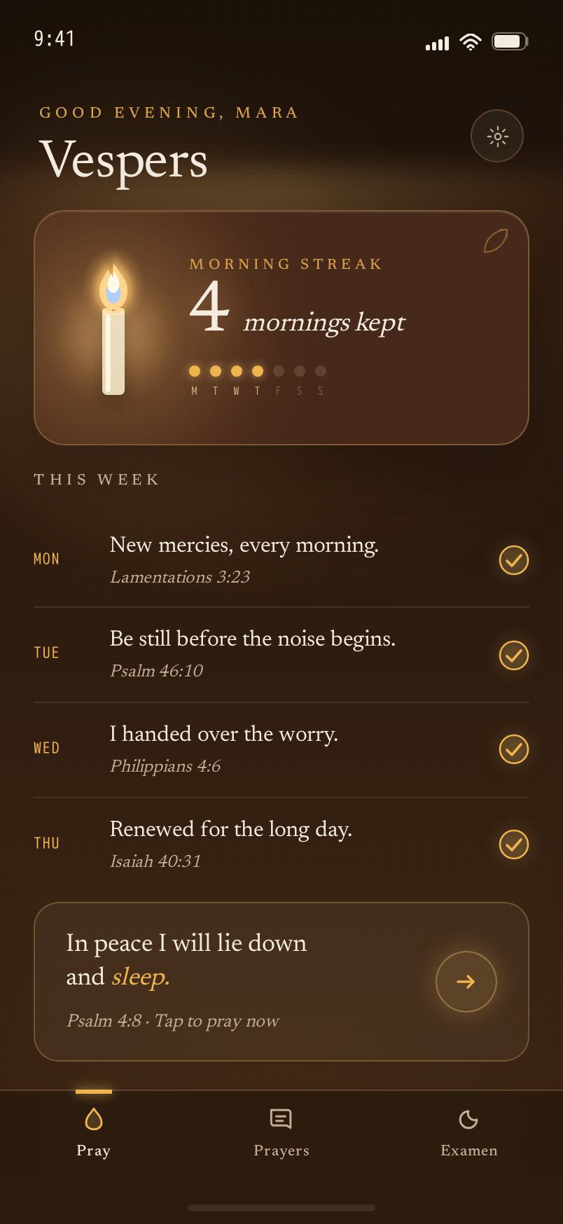 Vespers screen