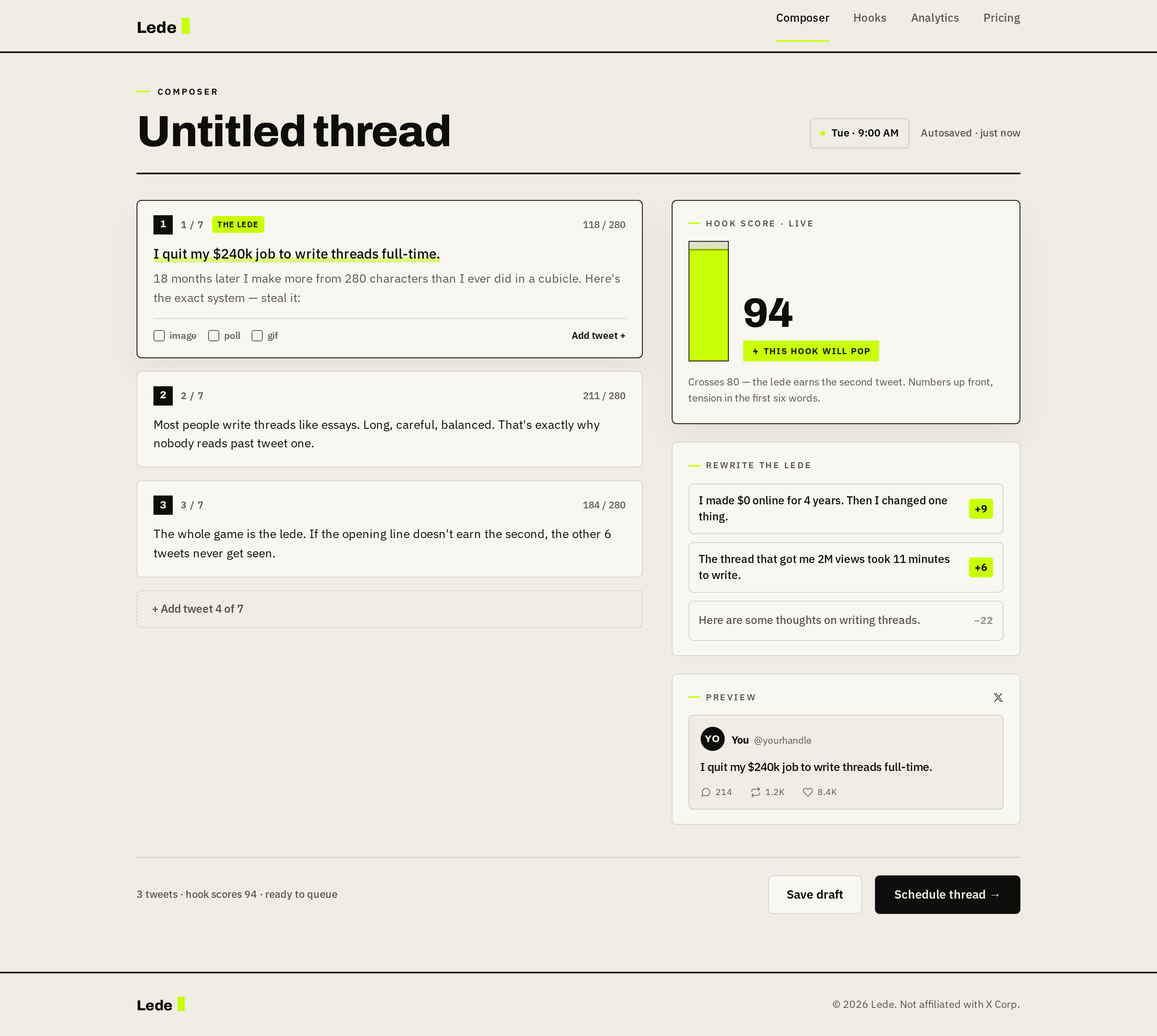 Composer screen