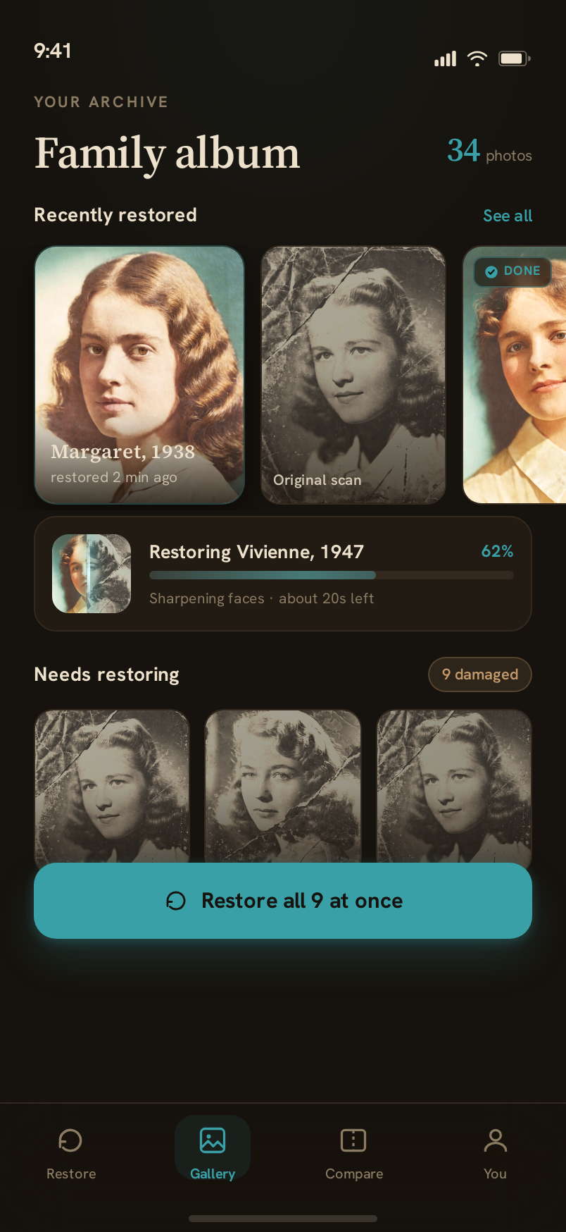 Gallery screen