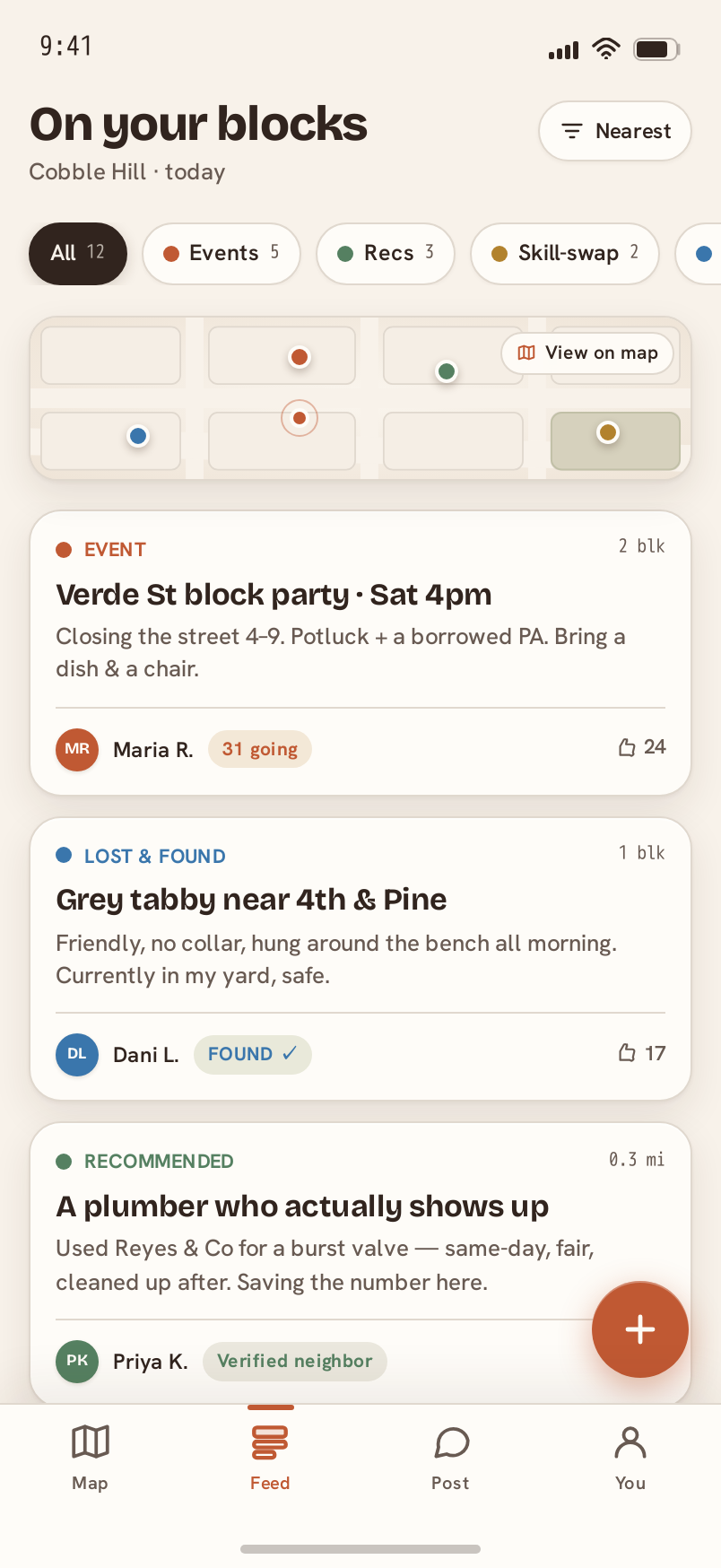 Feed screen