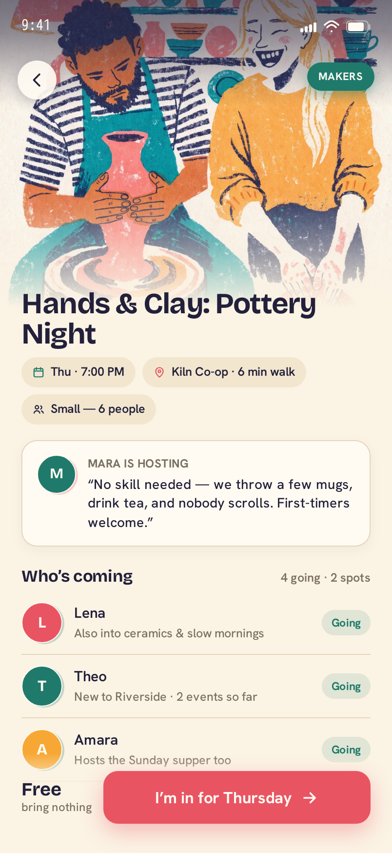 Event screen
