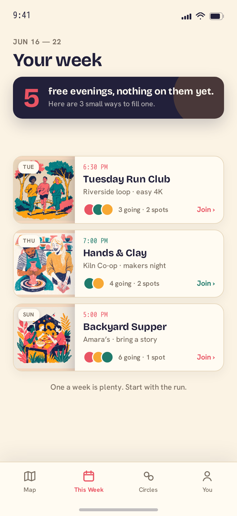 Week screen