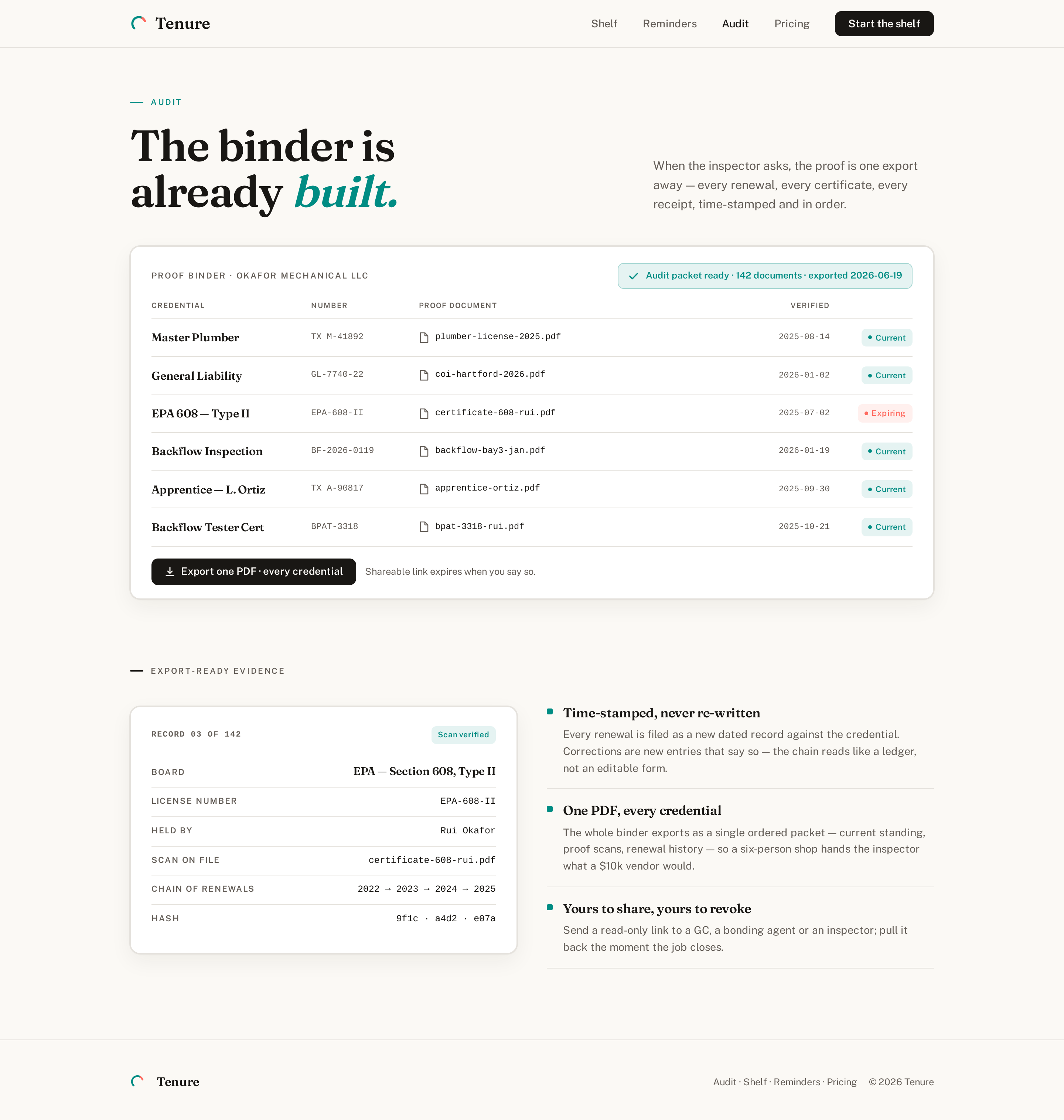 Audit screen