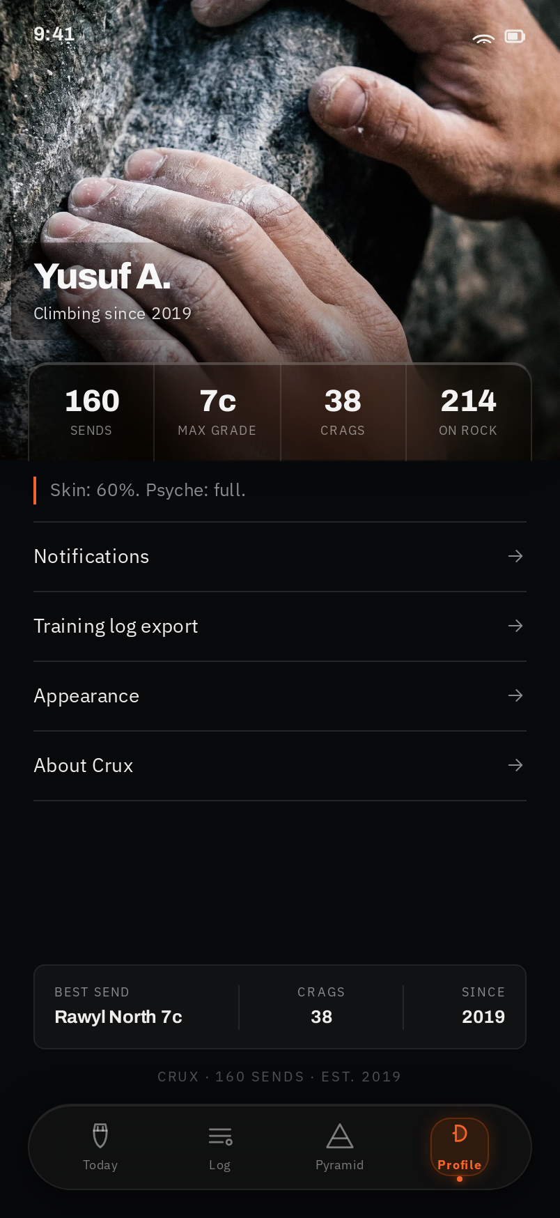 Profile screen