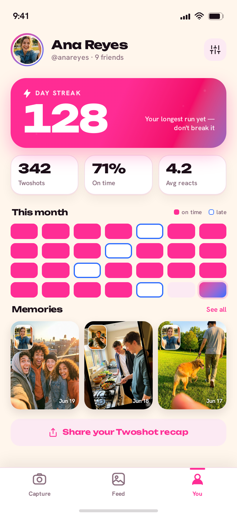 Profile screen