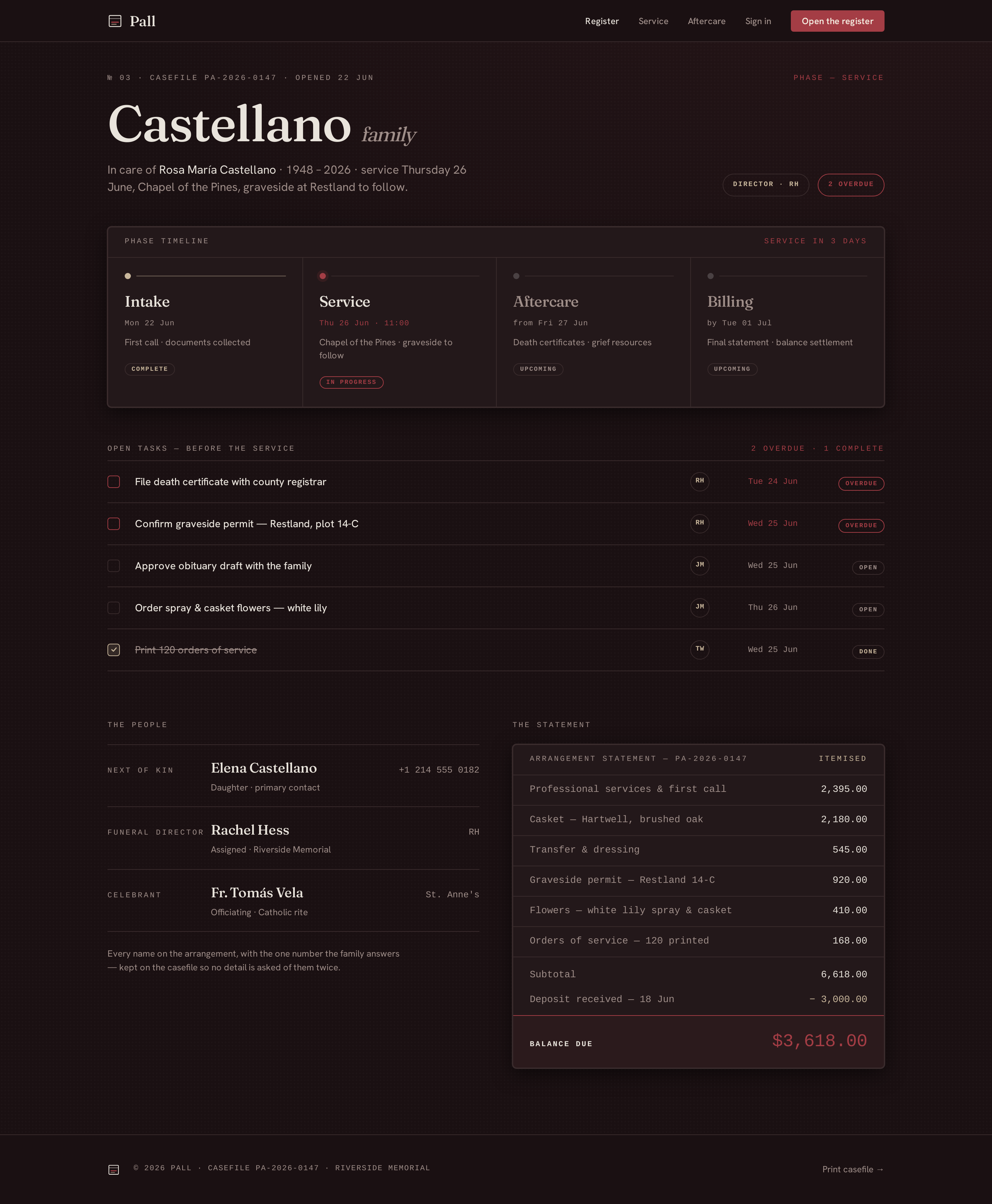 Casefile screen