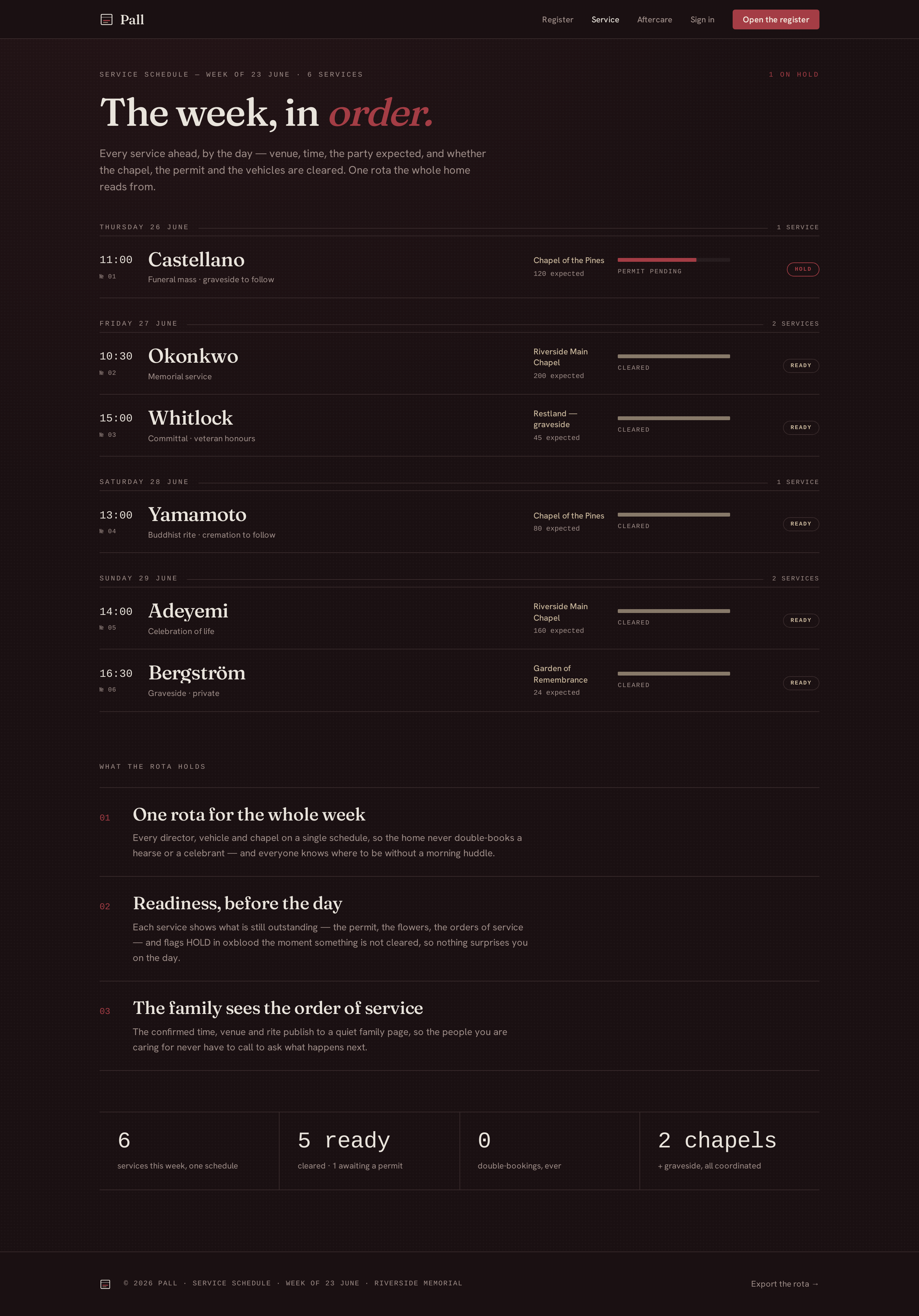 Service screen