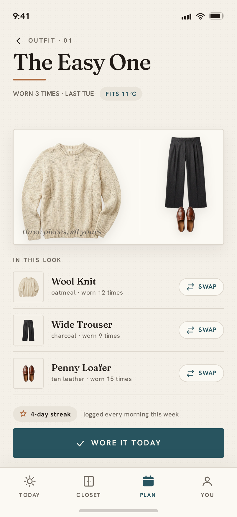 Outfit screen