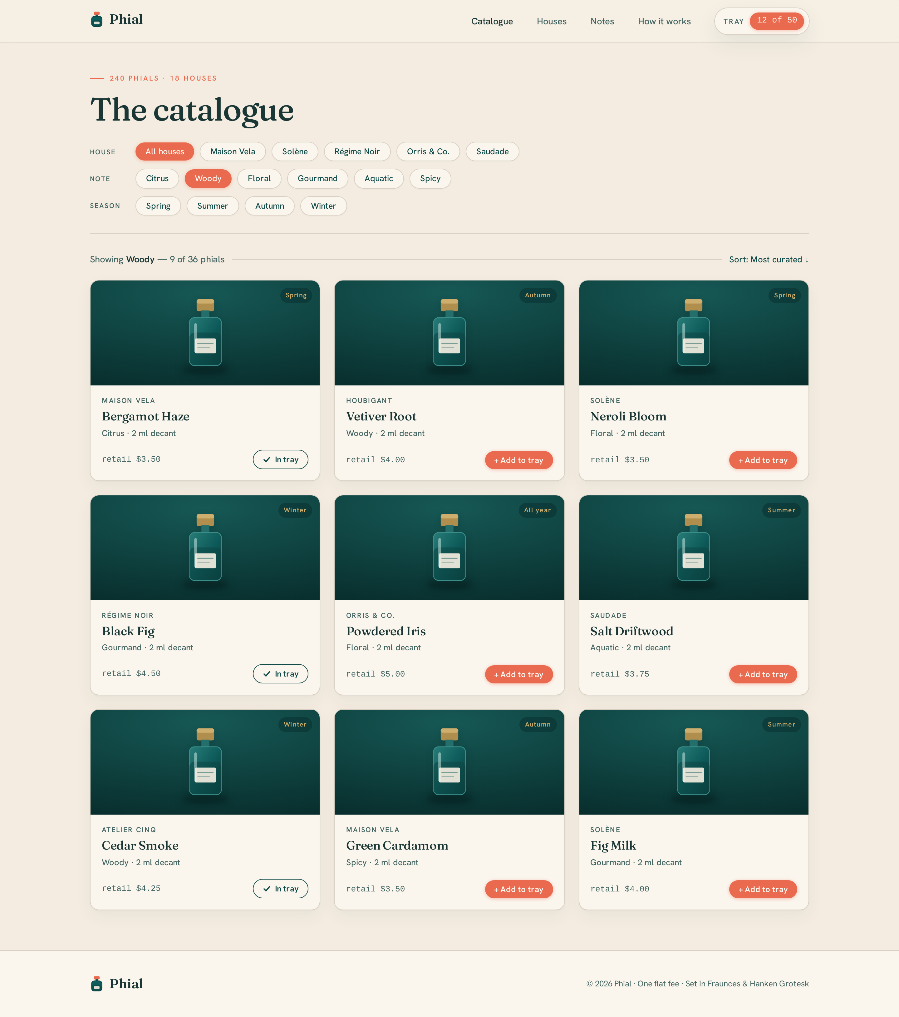 Catalogue screen