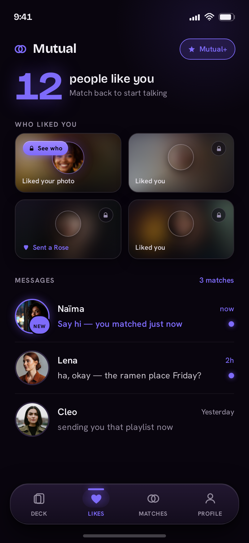 Likes screen
