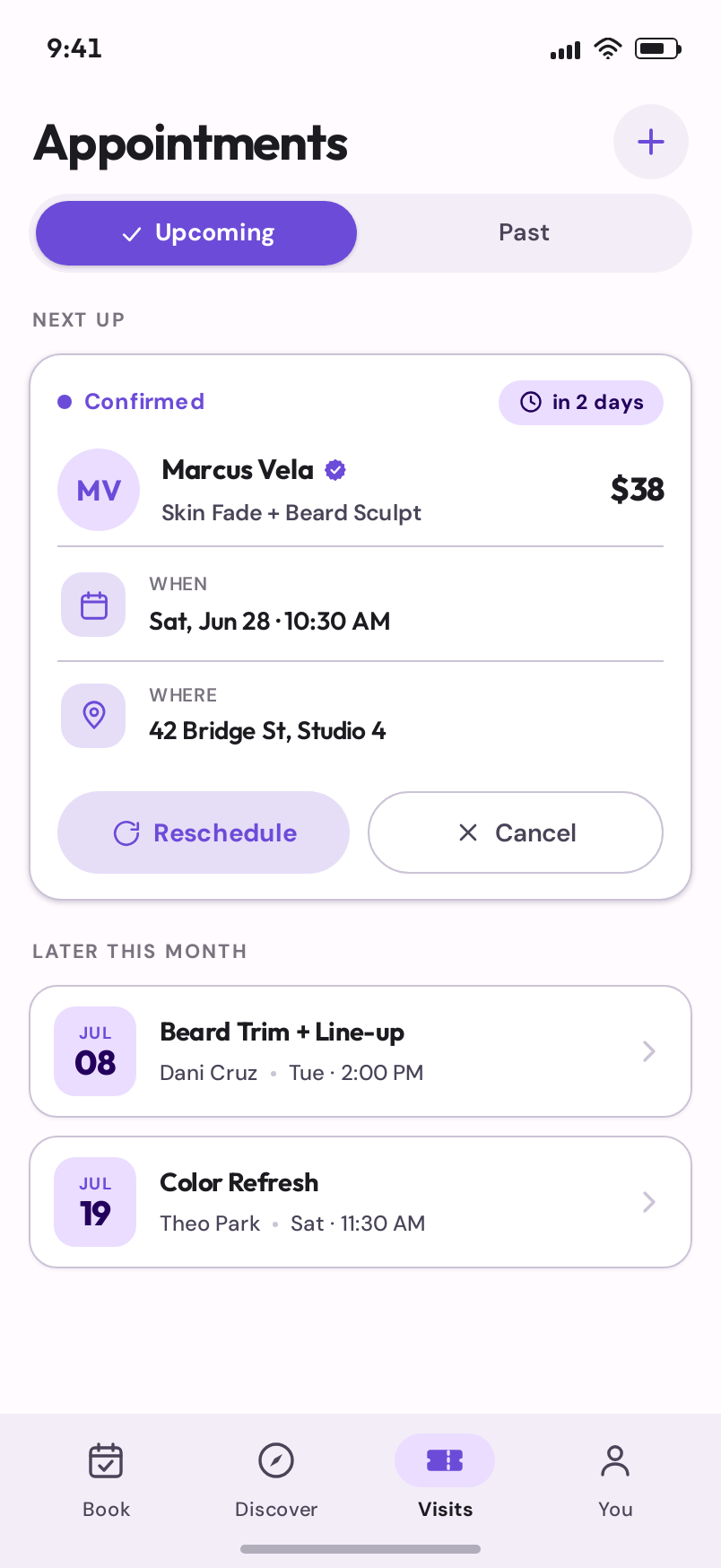 Appointments screen