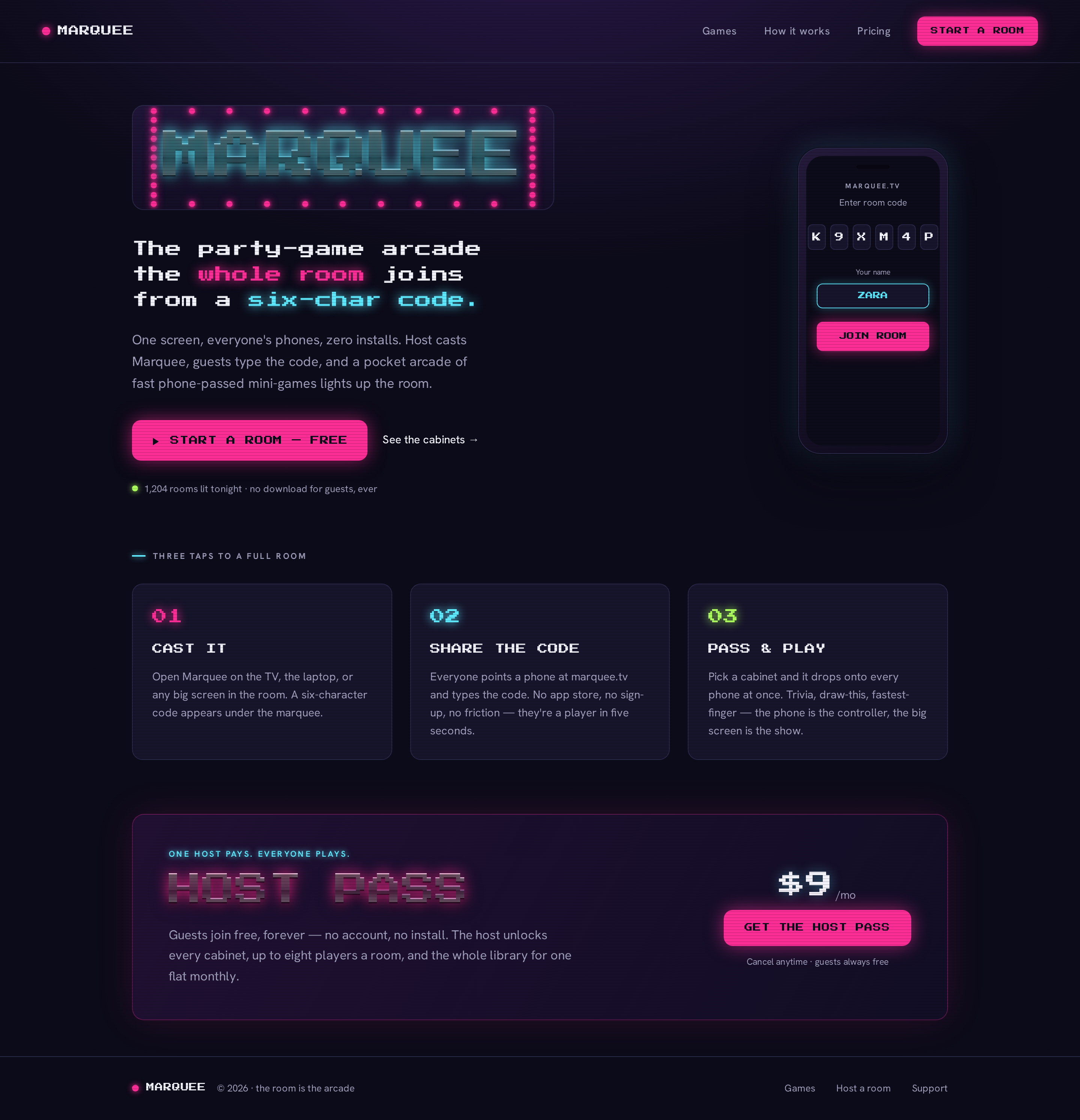 Landing screen