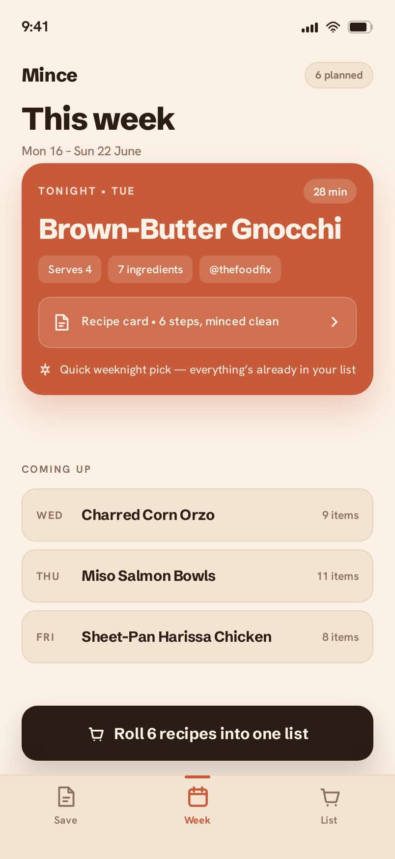 Week screen
