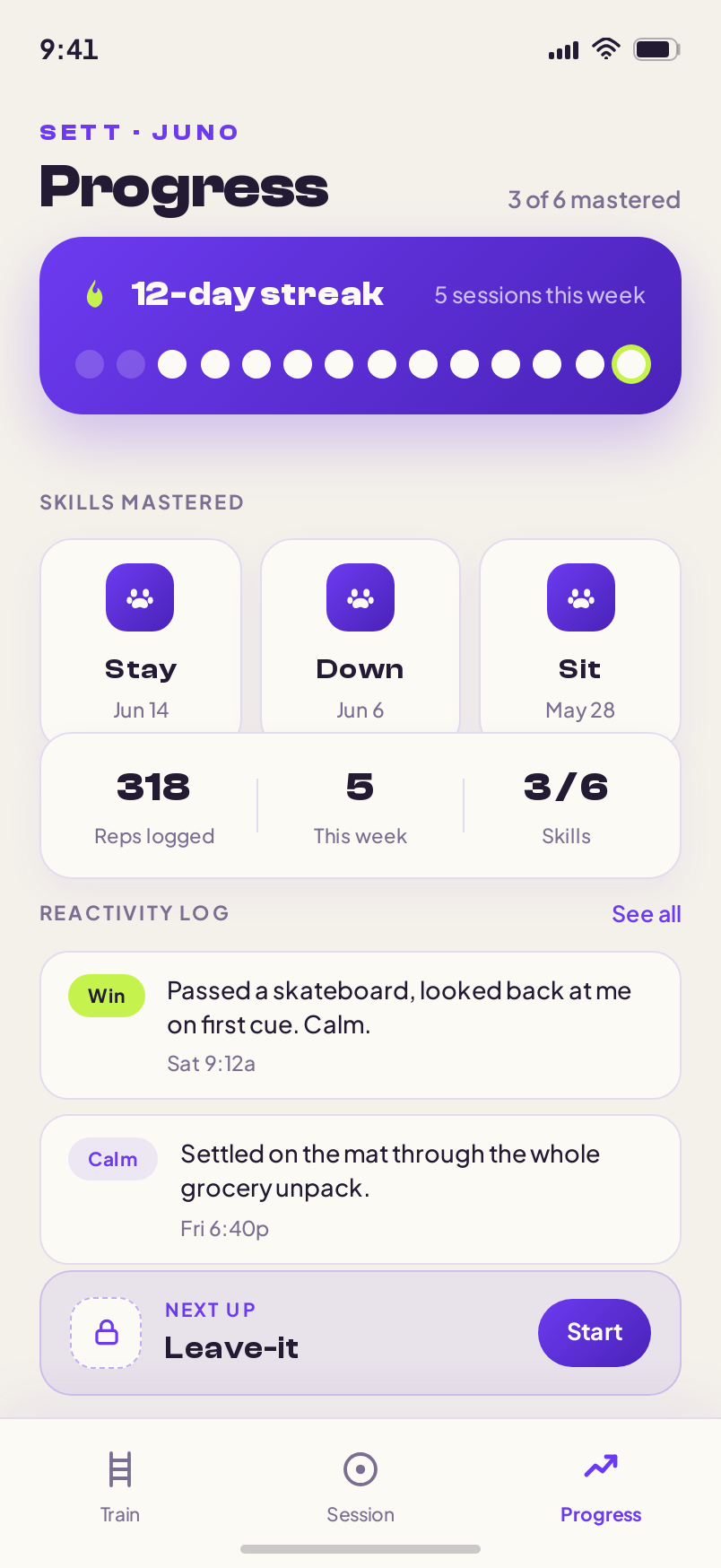 Progress screen