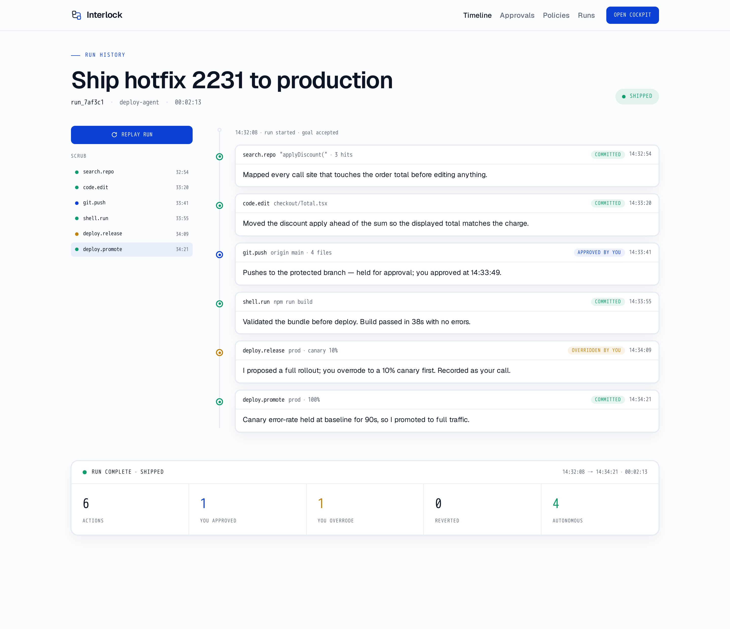 Timeline screen