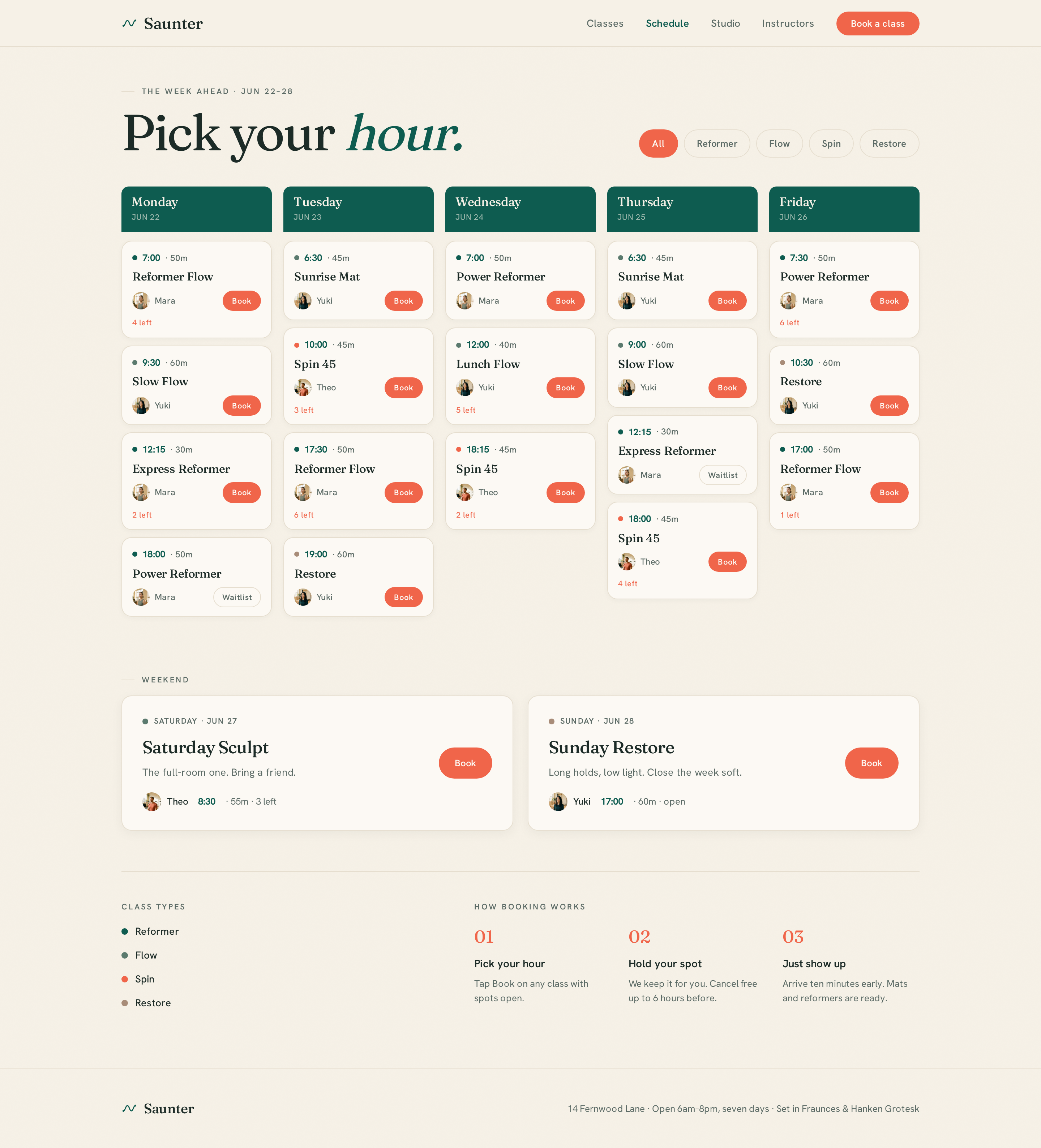 Schedule screen