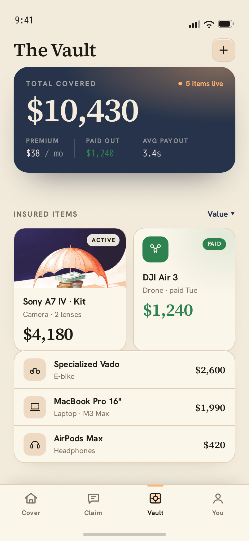 Vault screen