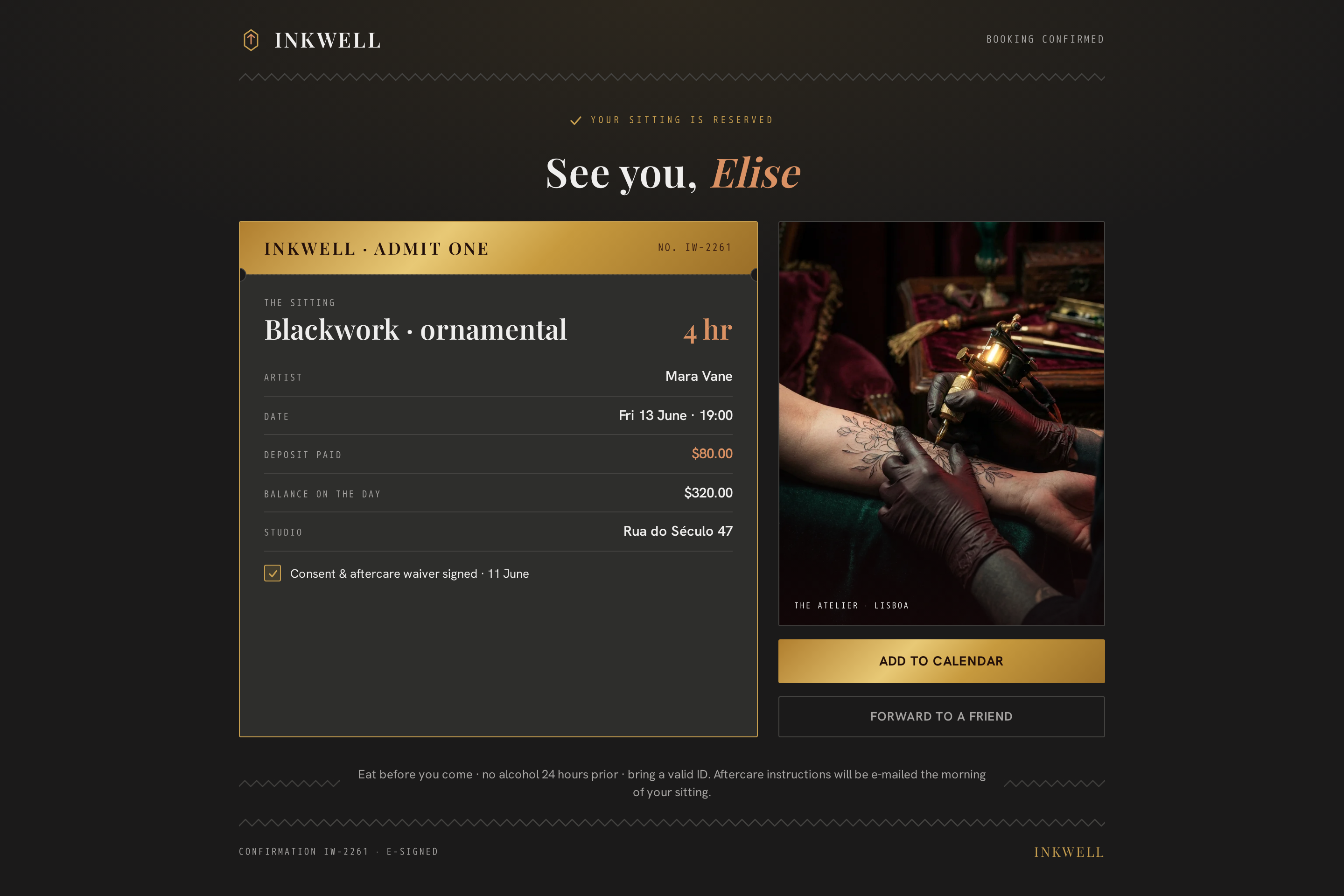Confirm screen