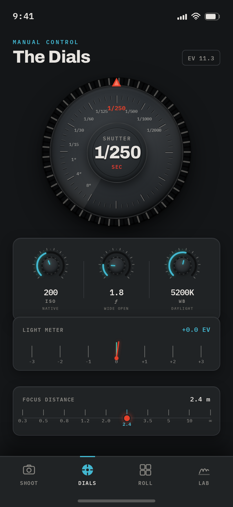 Dials screen