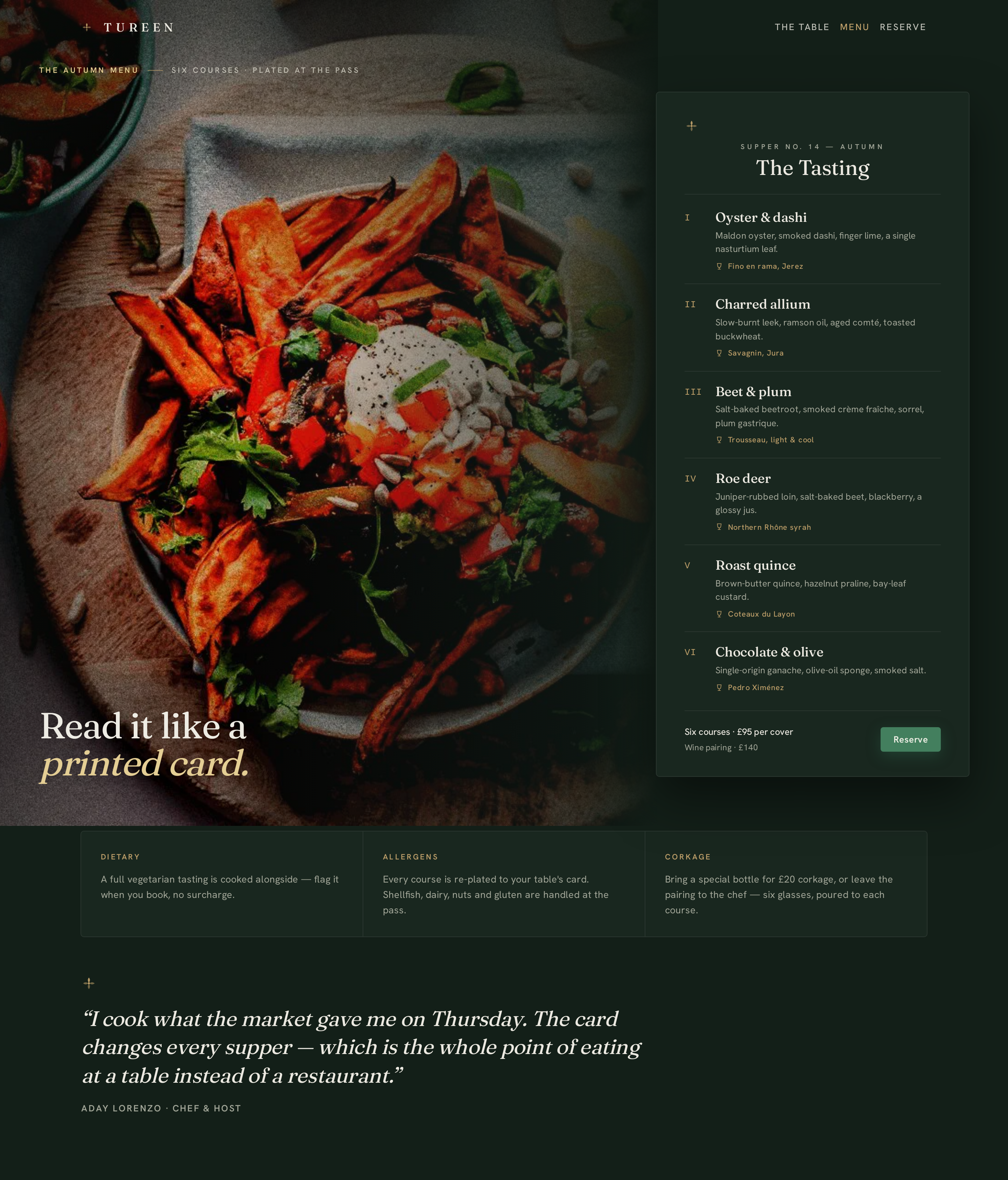 Menu screen