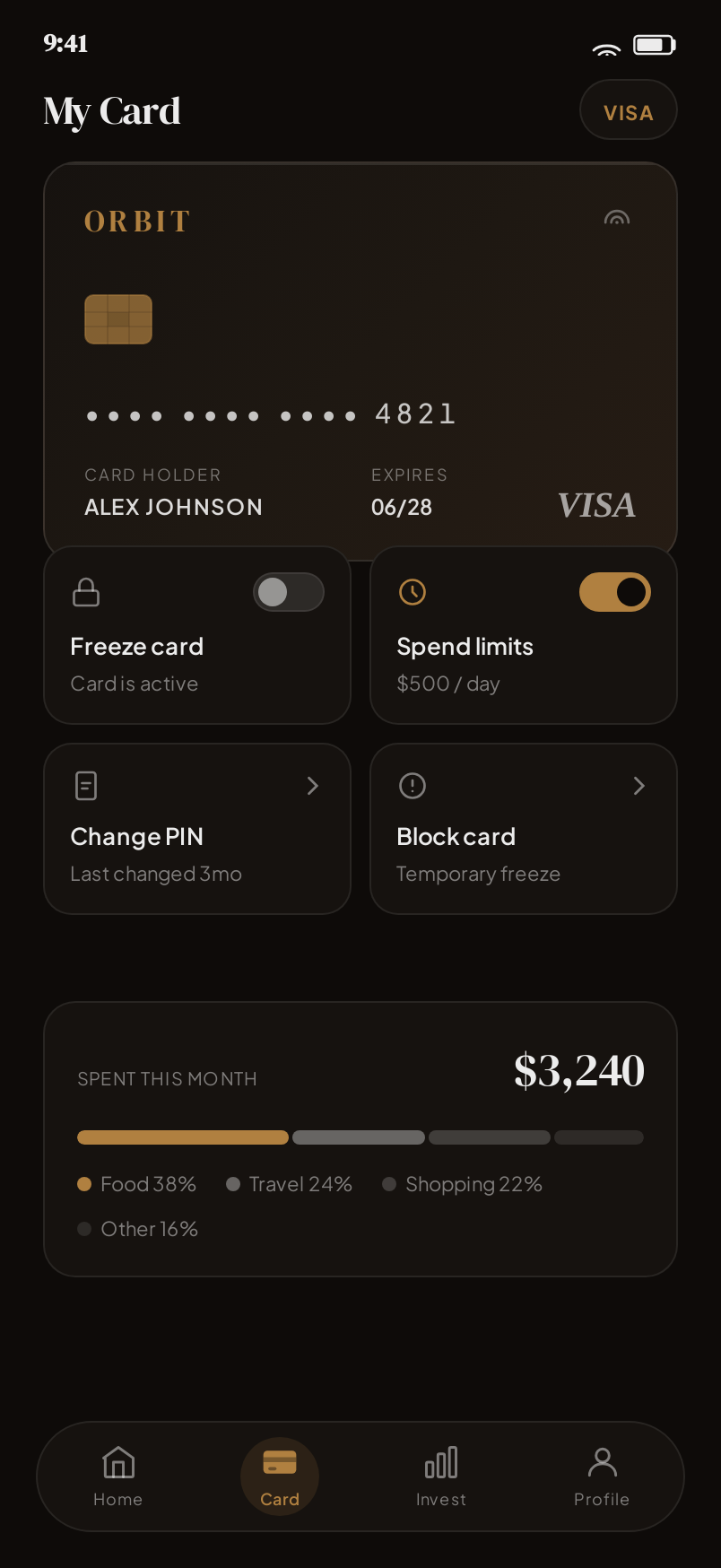 Card screen