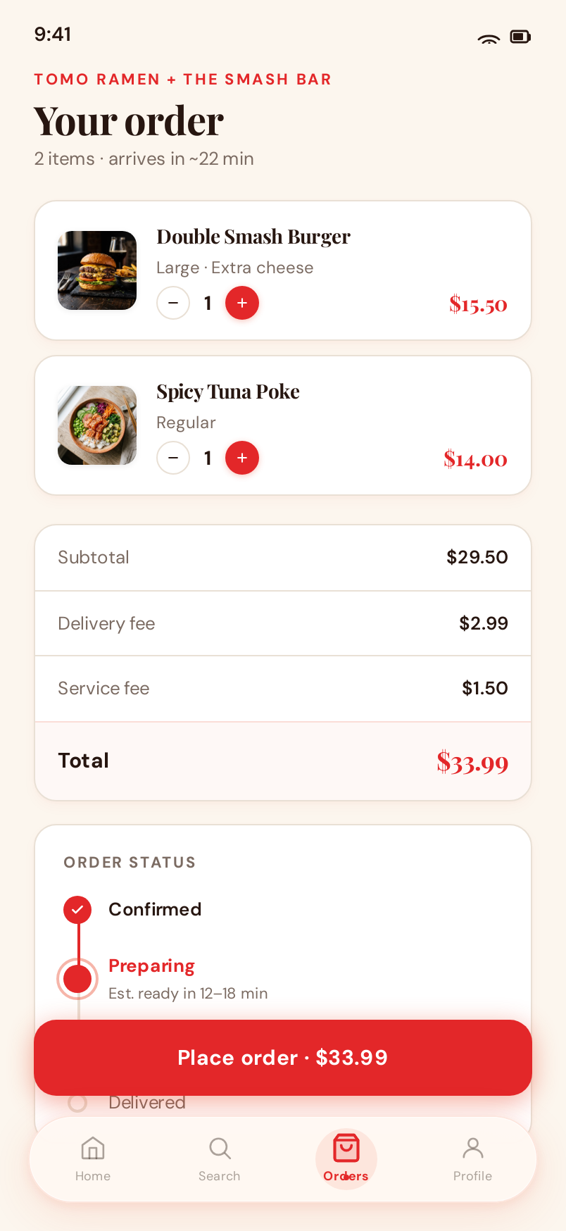 Cart screen