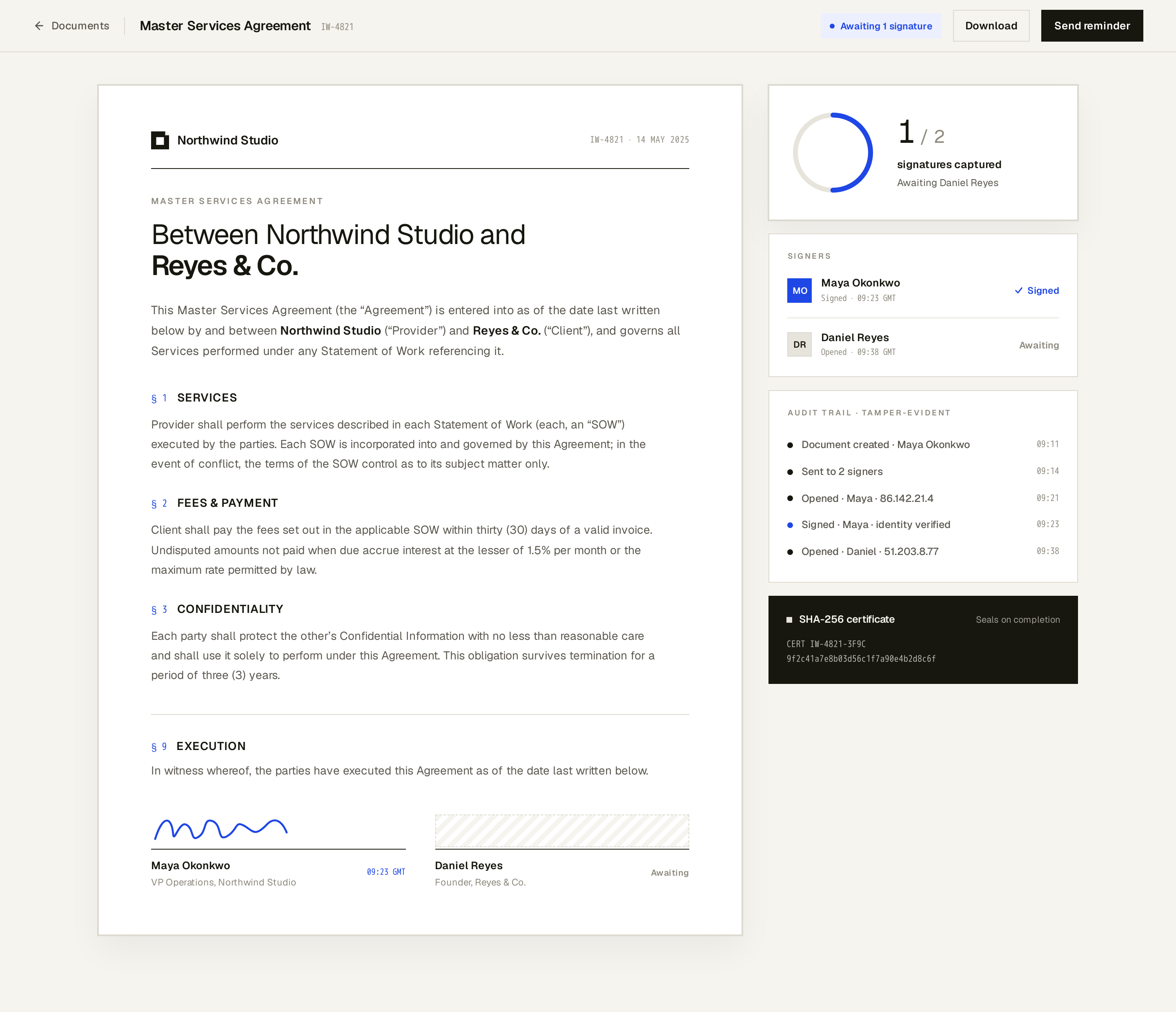 Document screen