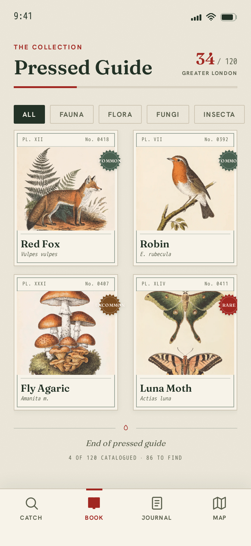 Collection screen
