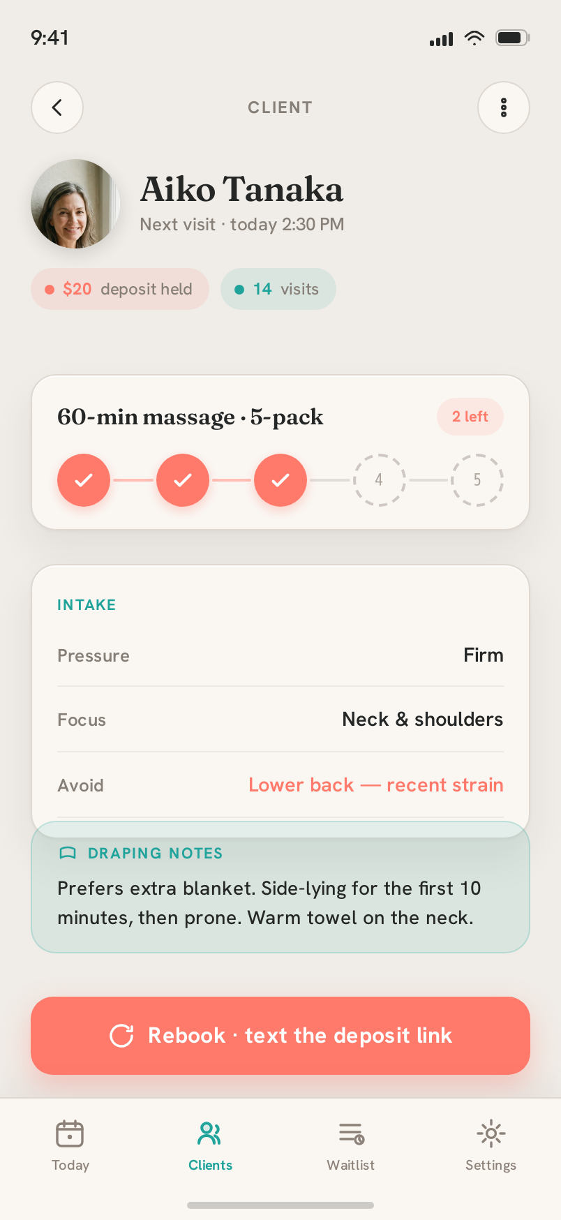 Client screen