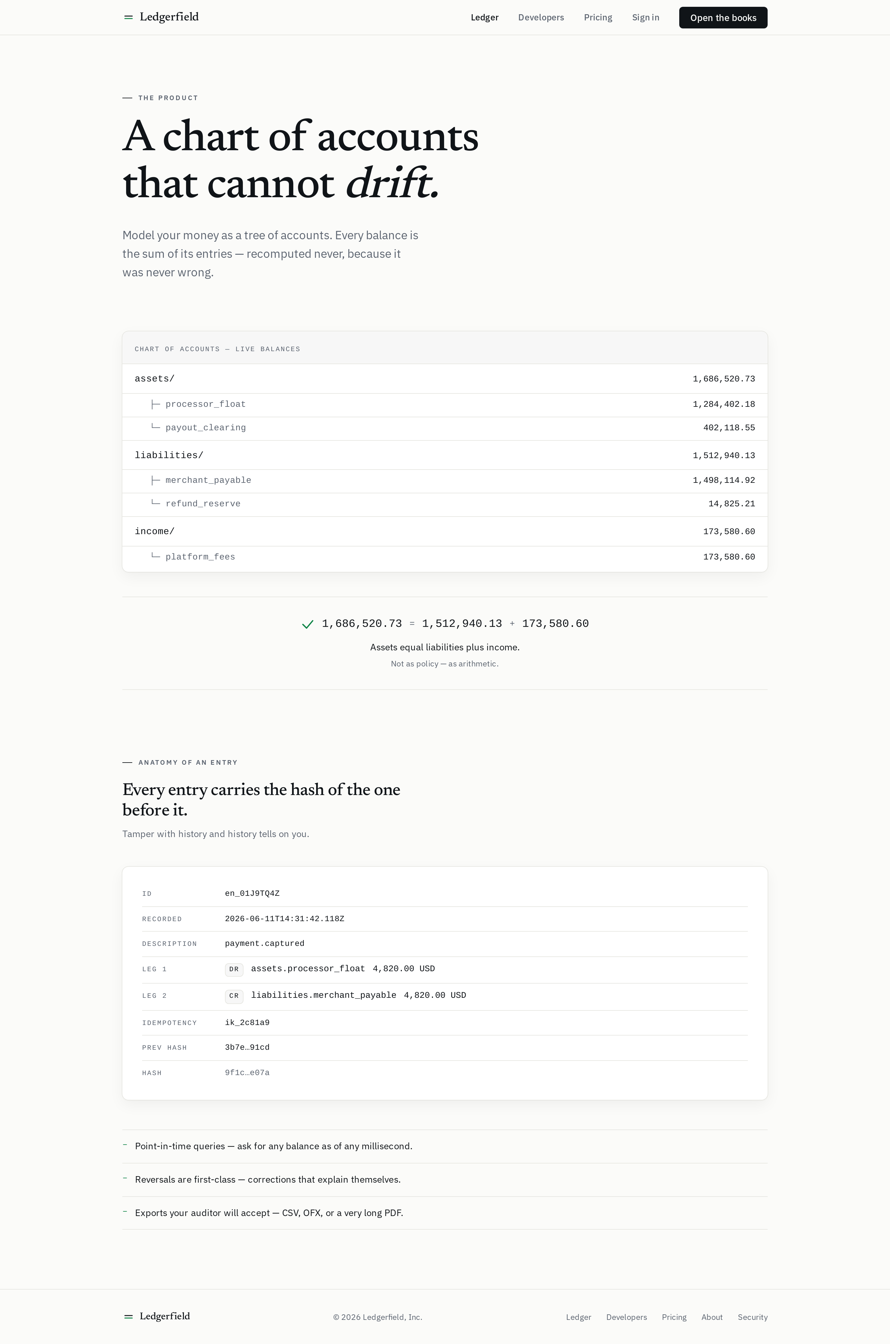 Ledger screen