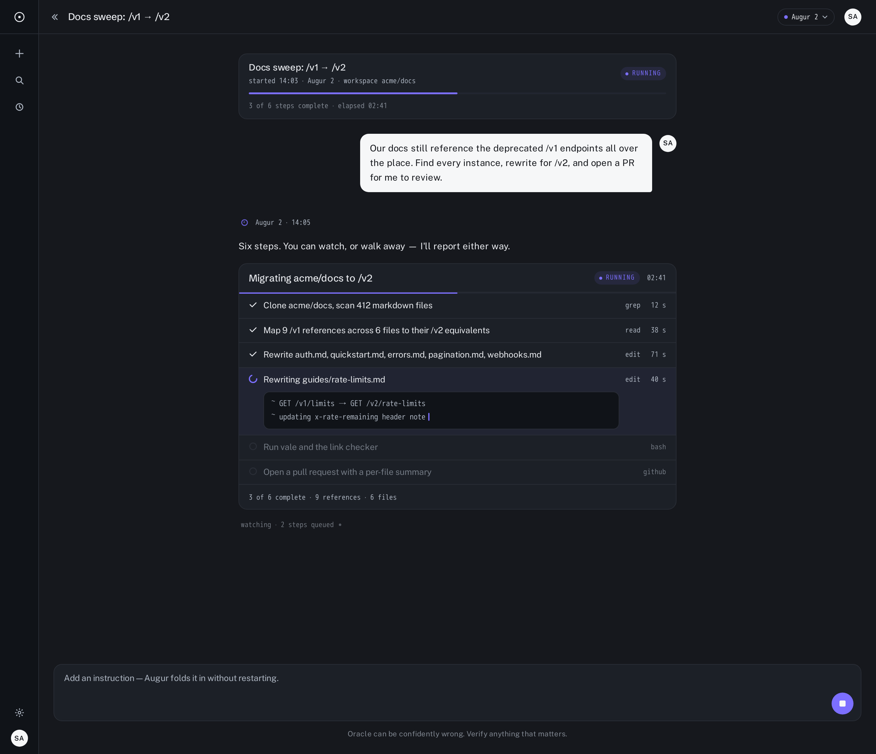 Agent screen