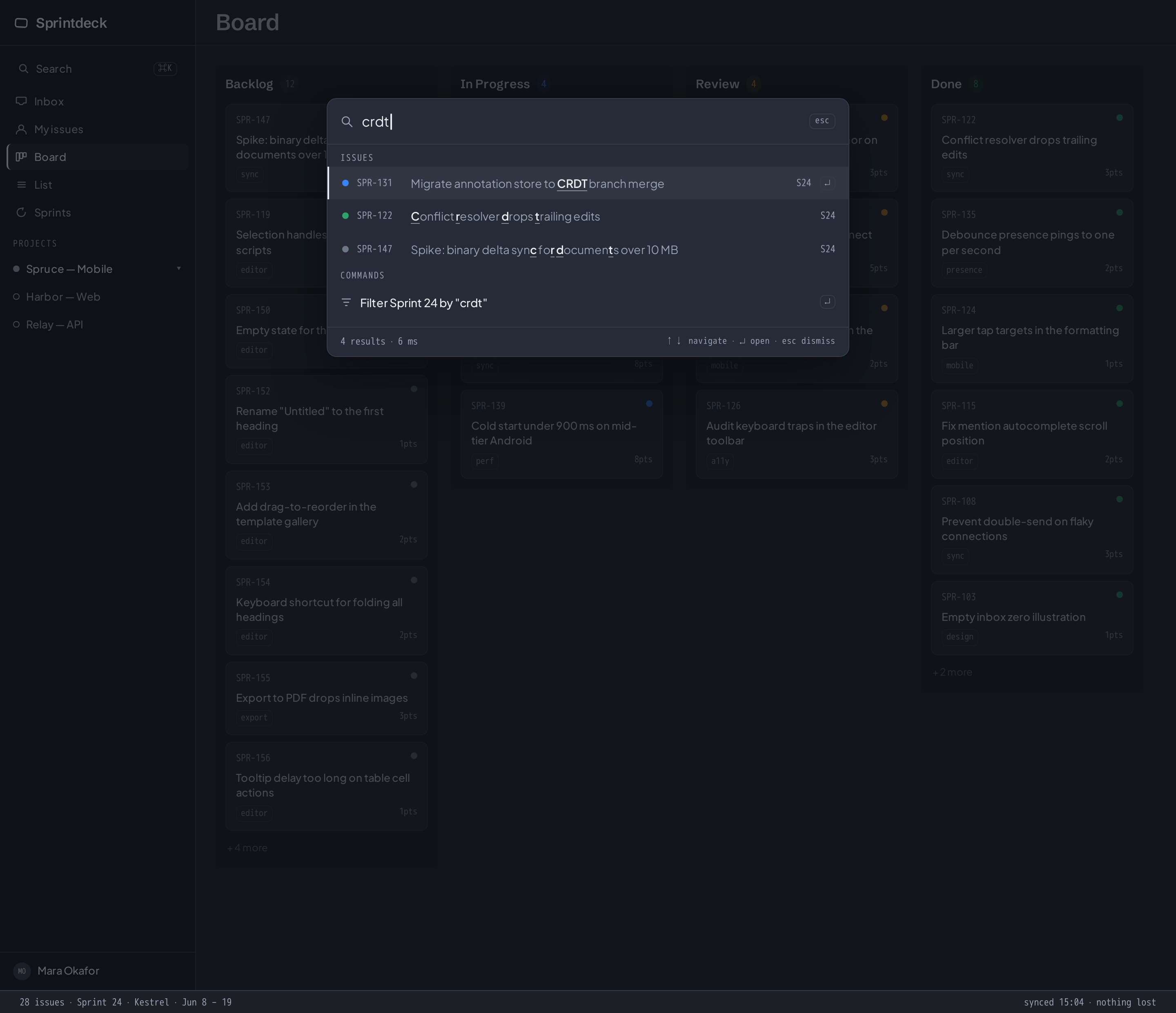 Command screen
