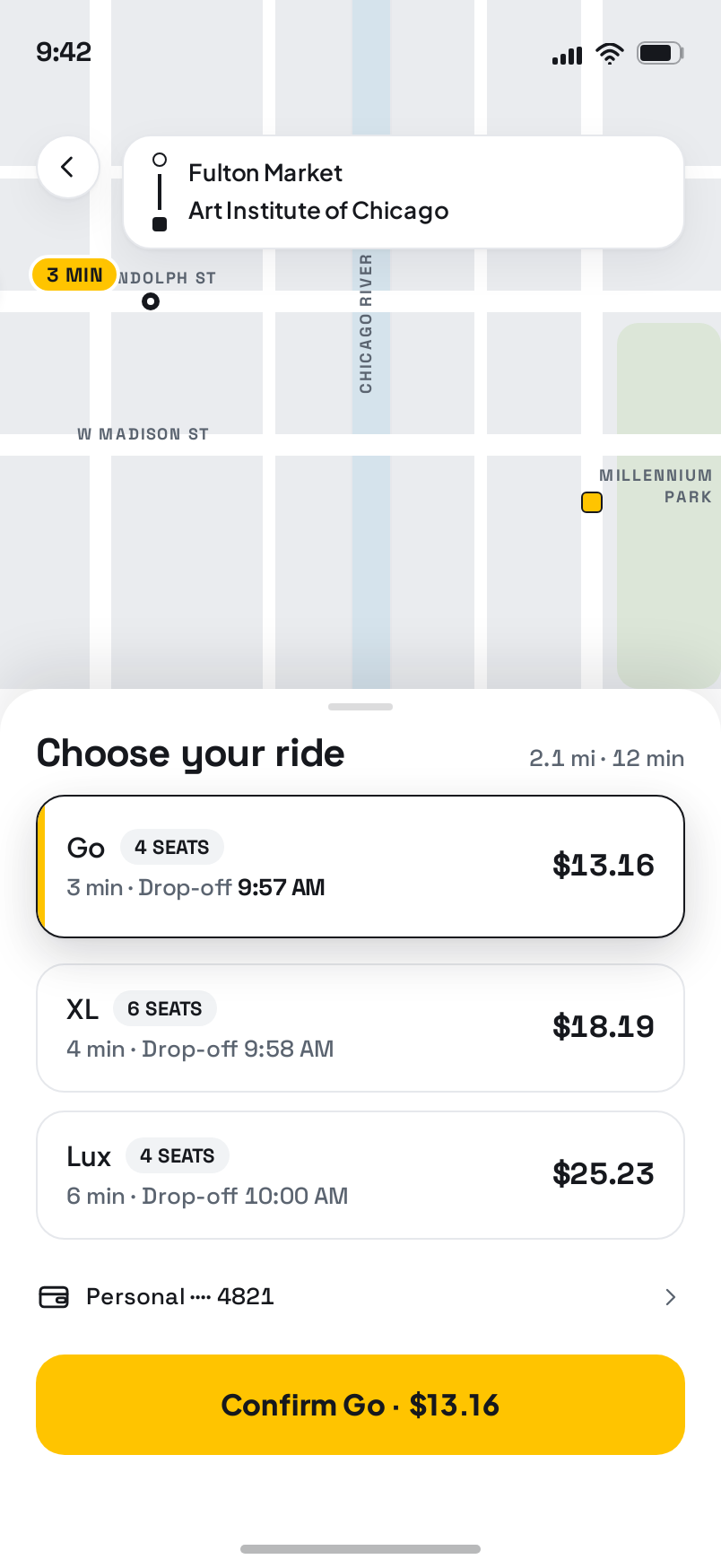 Ride screen