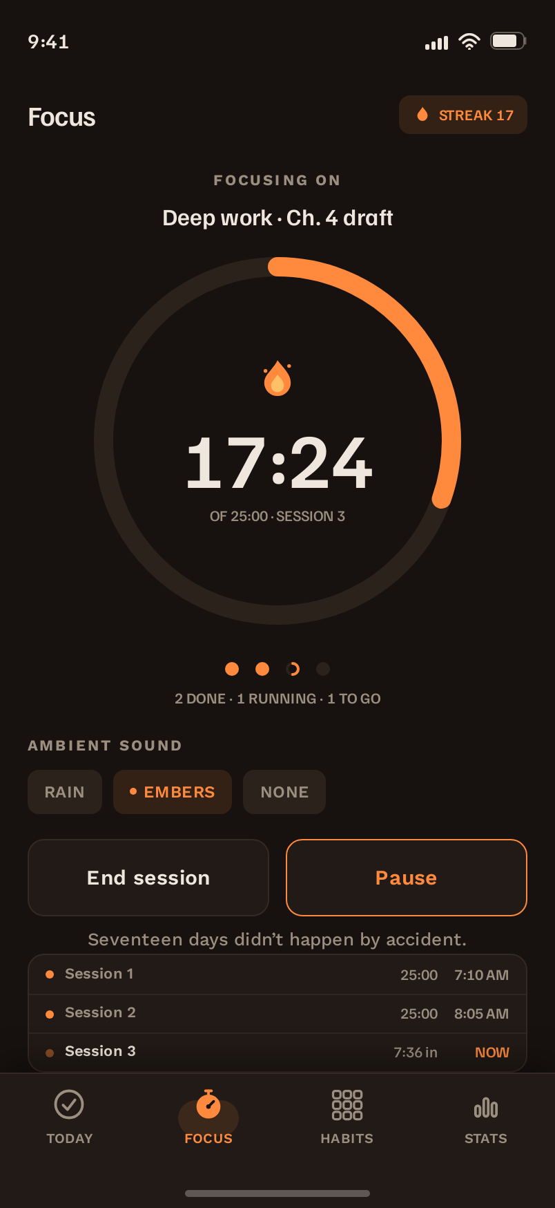 Focus screen