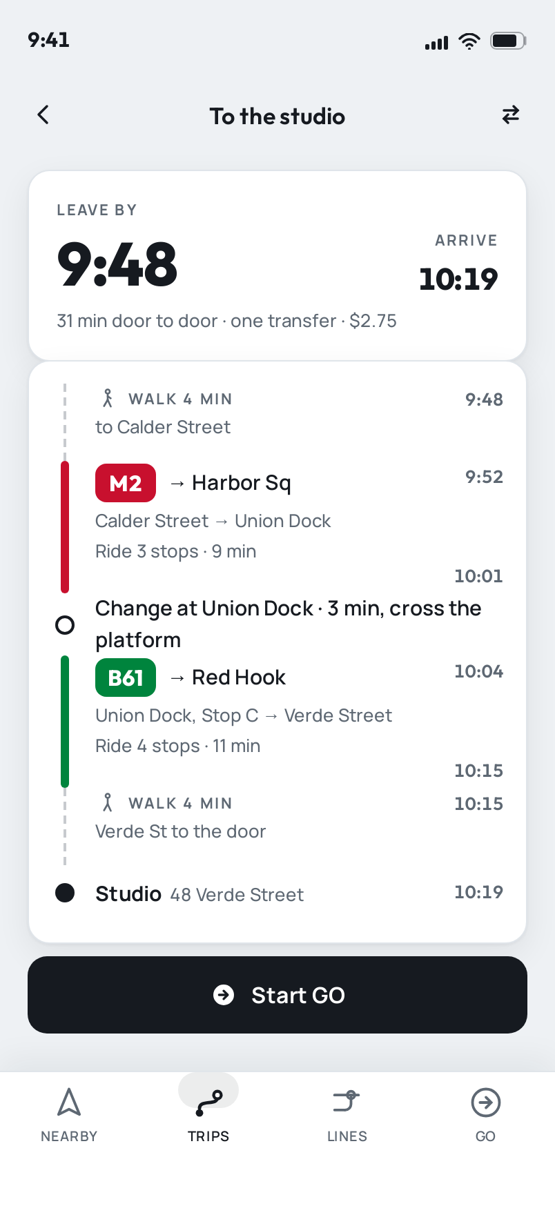 Trip screen