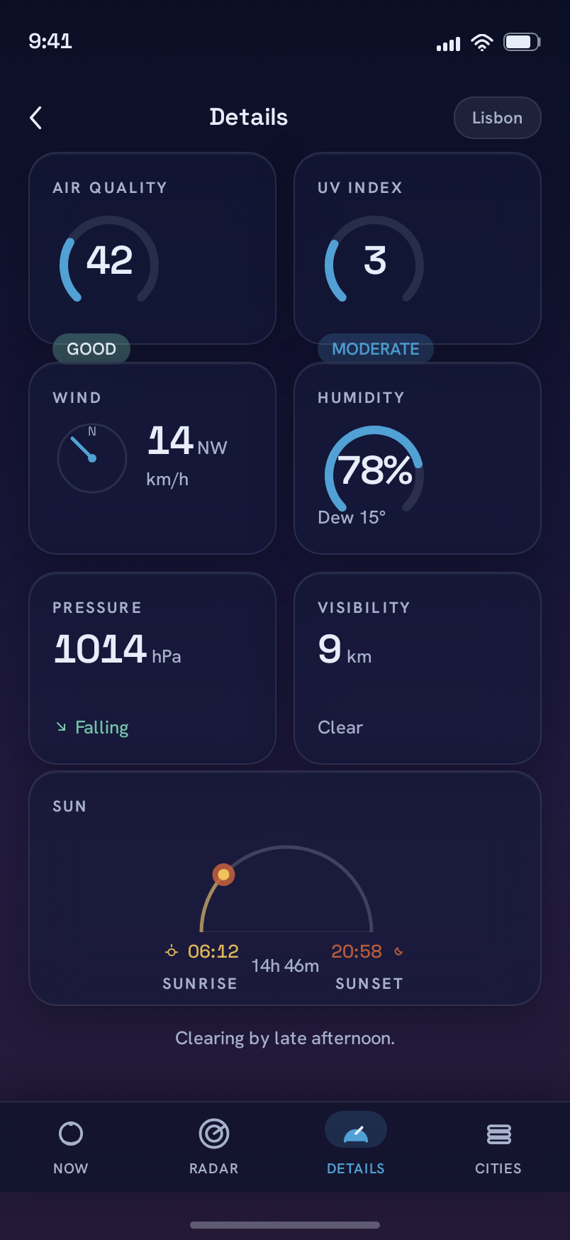 Details screen