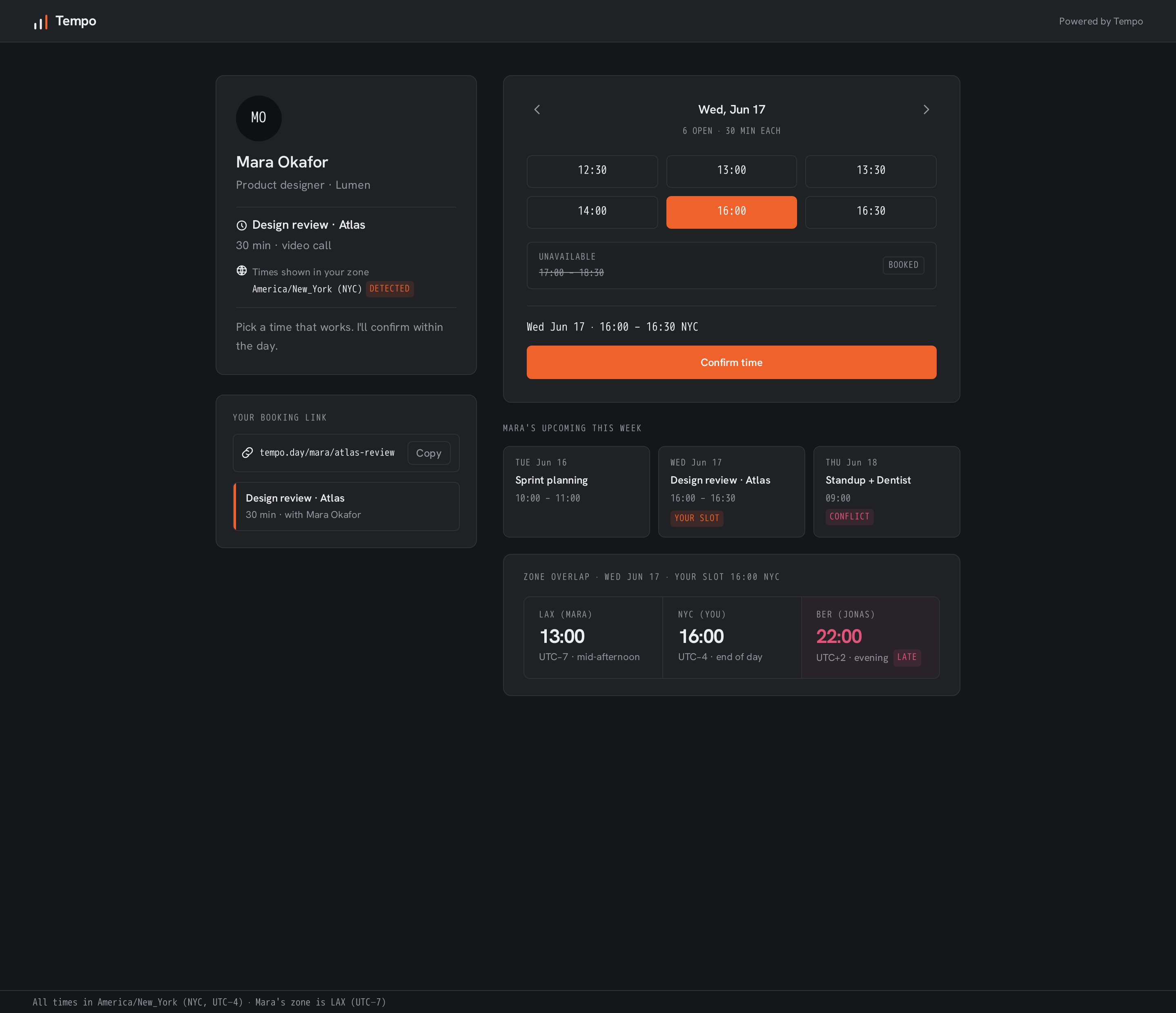Scheduling screen