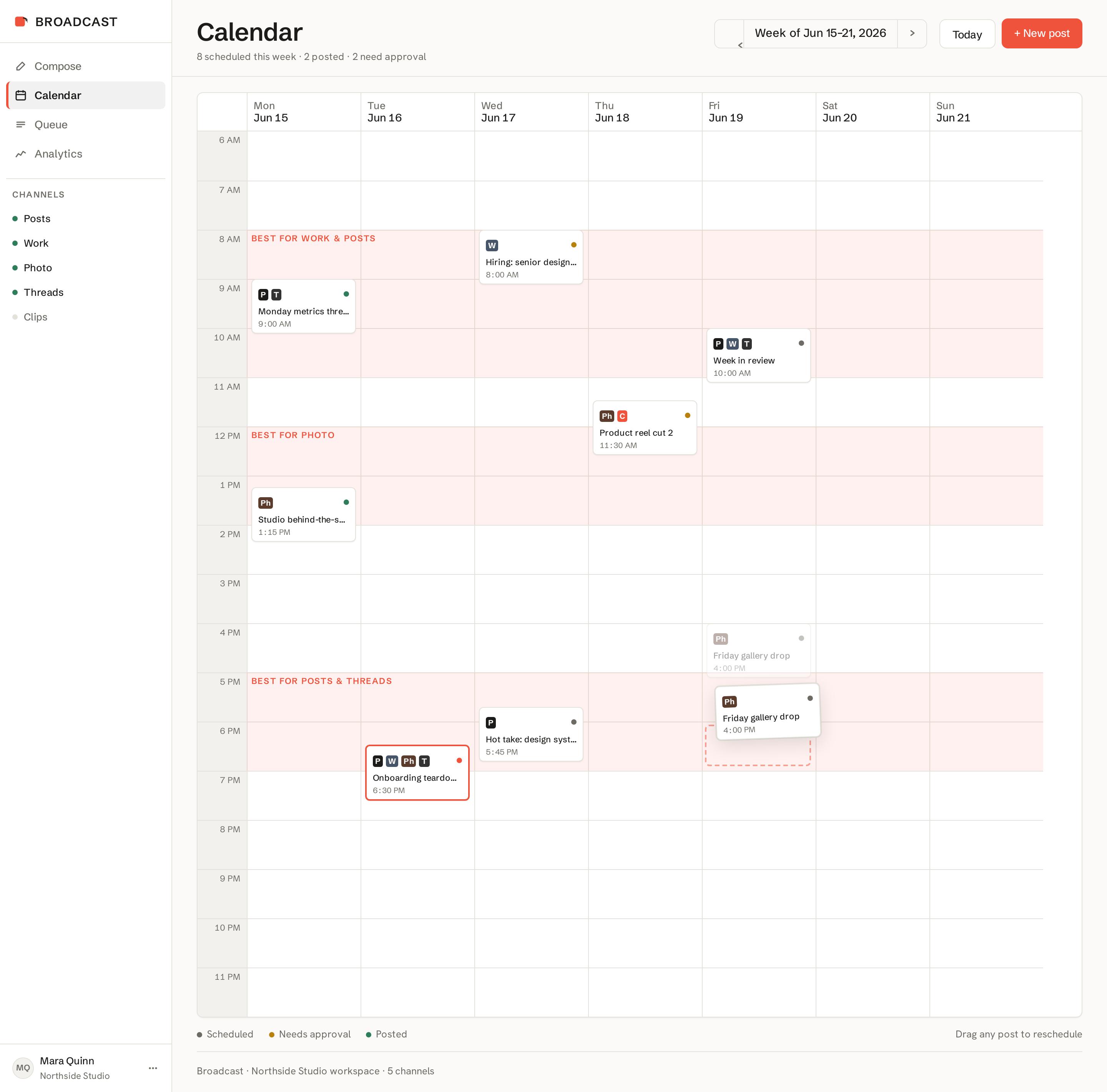 Calendar screen