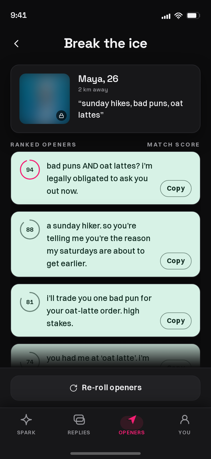 Openers screen
