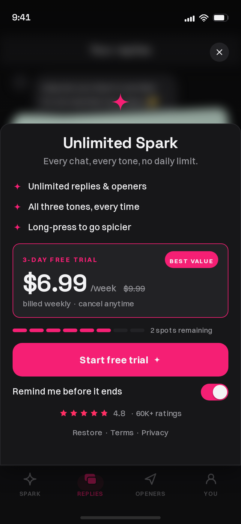 Paywall screen