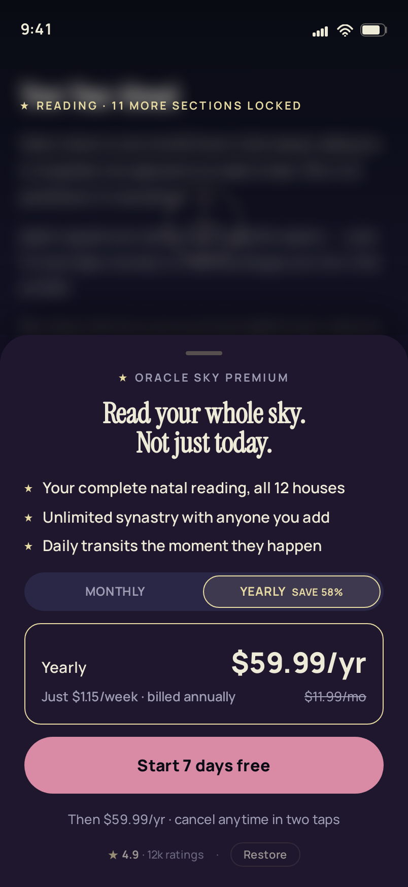 Paywall screen