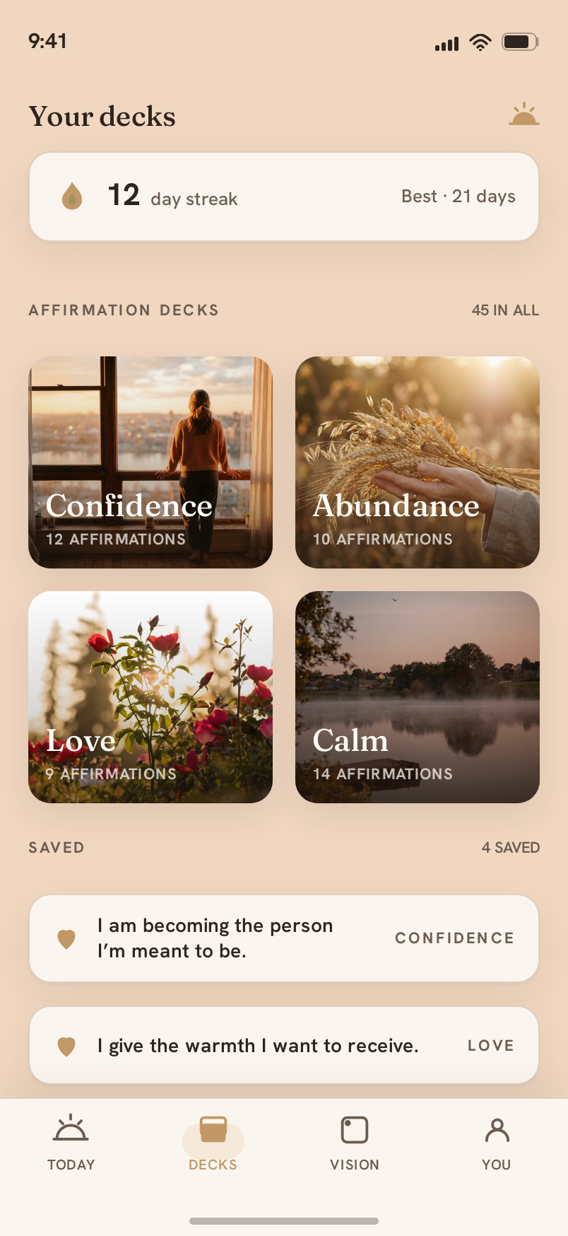 Decks screen