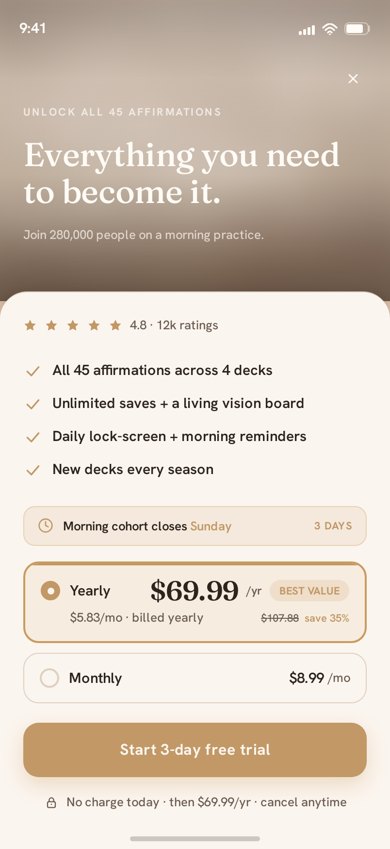Paywall screen